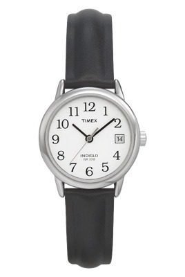 Women's Timex Easy Reader Watch with Leather Strap - Silver/Black T2H331JT