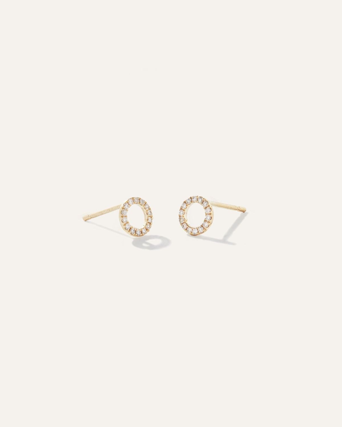 14K Diamond Pave Circle Studs
