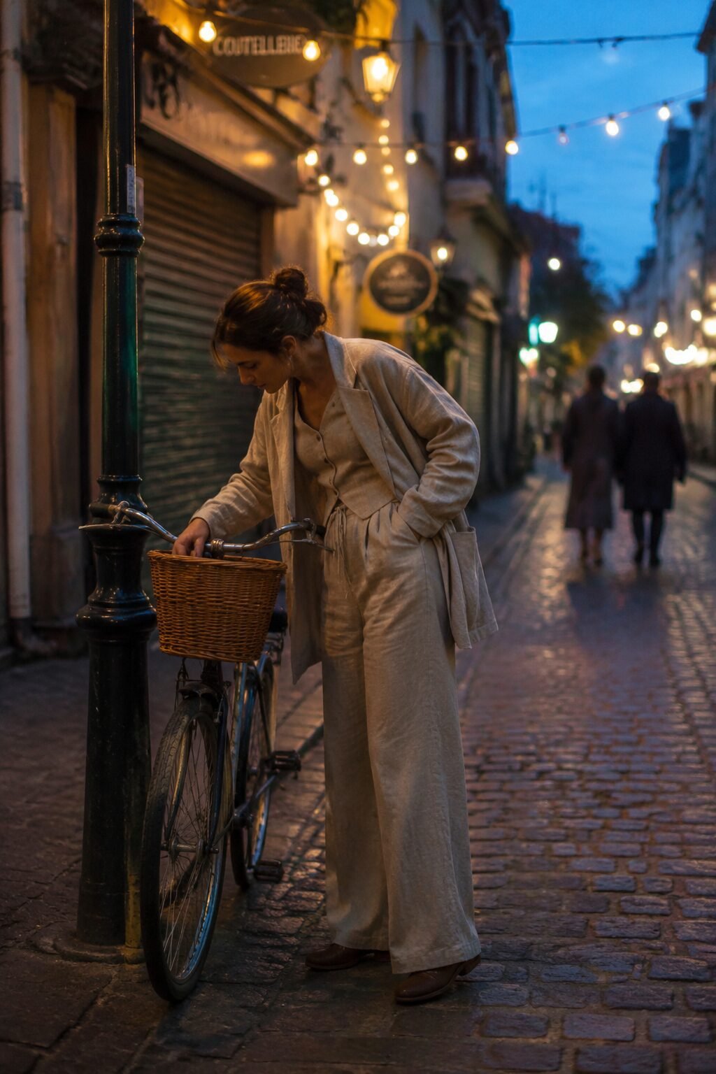 day-to-night linen pants outfit: flax linen trouser, longline vest, and lightweight linen jacket