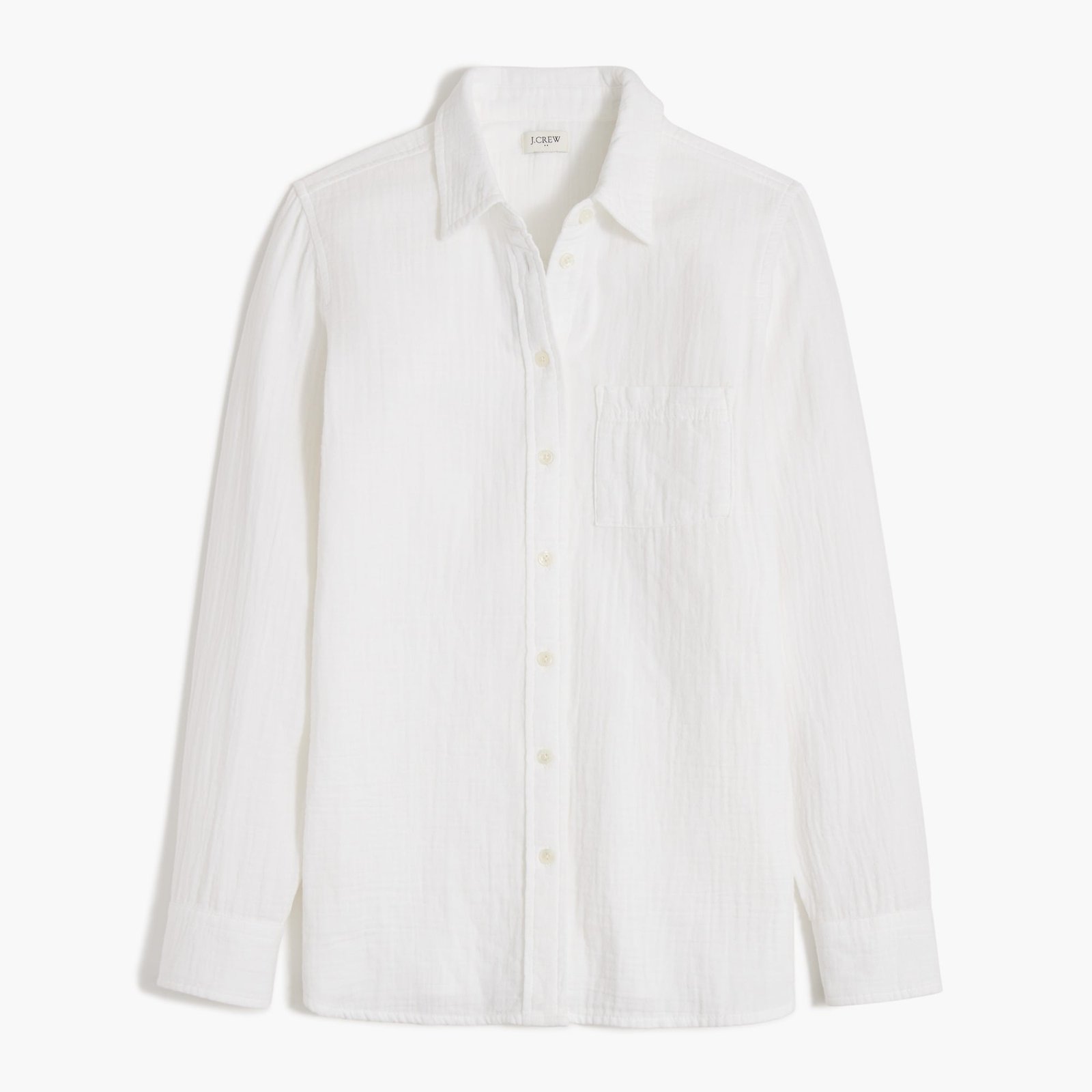 100% Cotton Double-Gauze Button-Up Shirt (White)