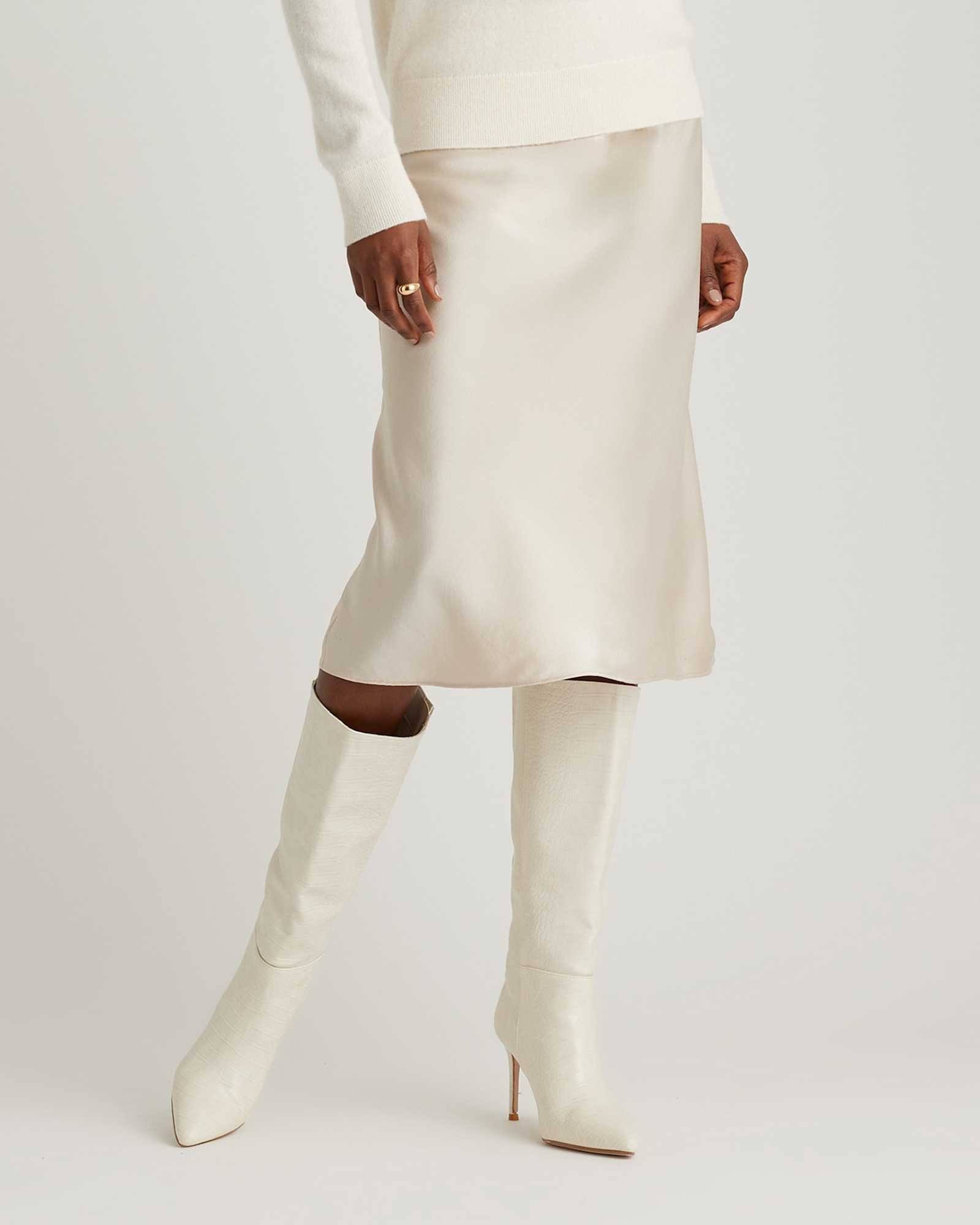 100% Washable Silk Skirt (Champagne)