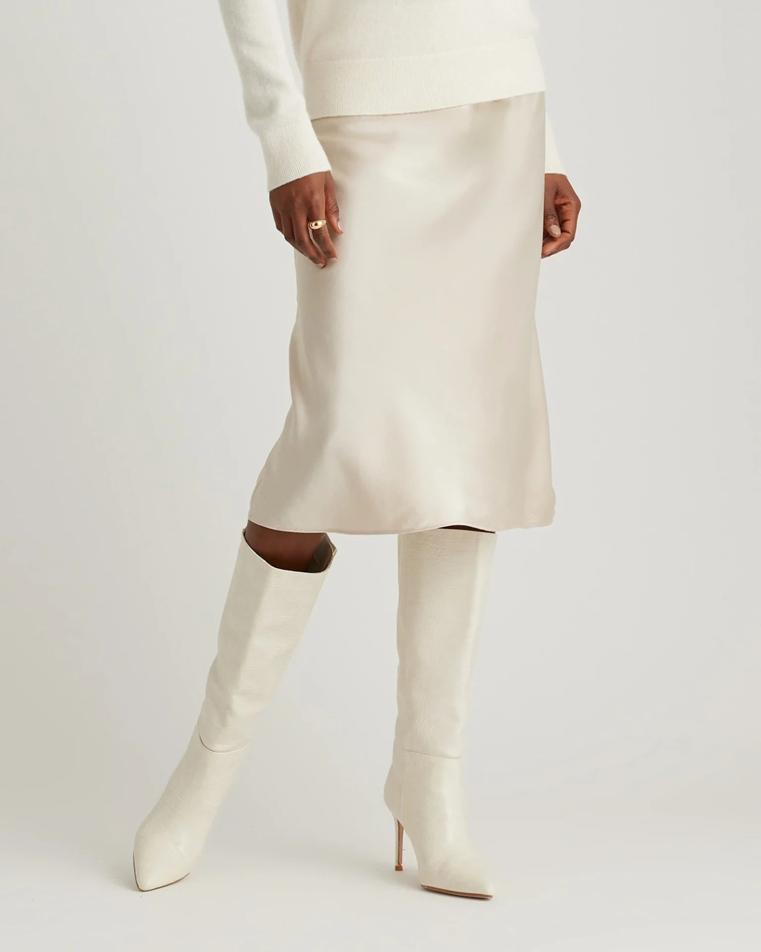 100% Washable Silk Skirt (Champagne)