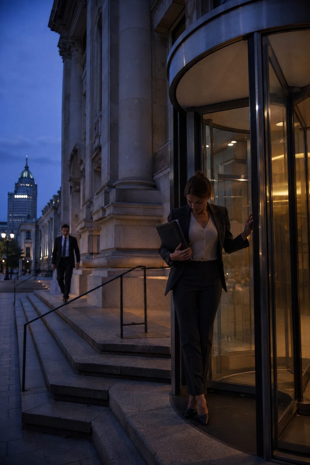 how to style a cardigan with a blazer: cream cardigan layered under a charcoal blazer for cold-weather office days
