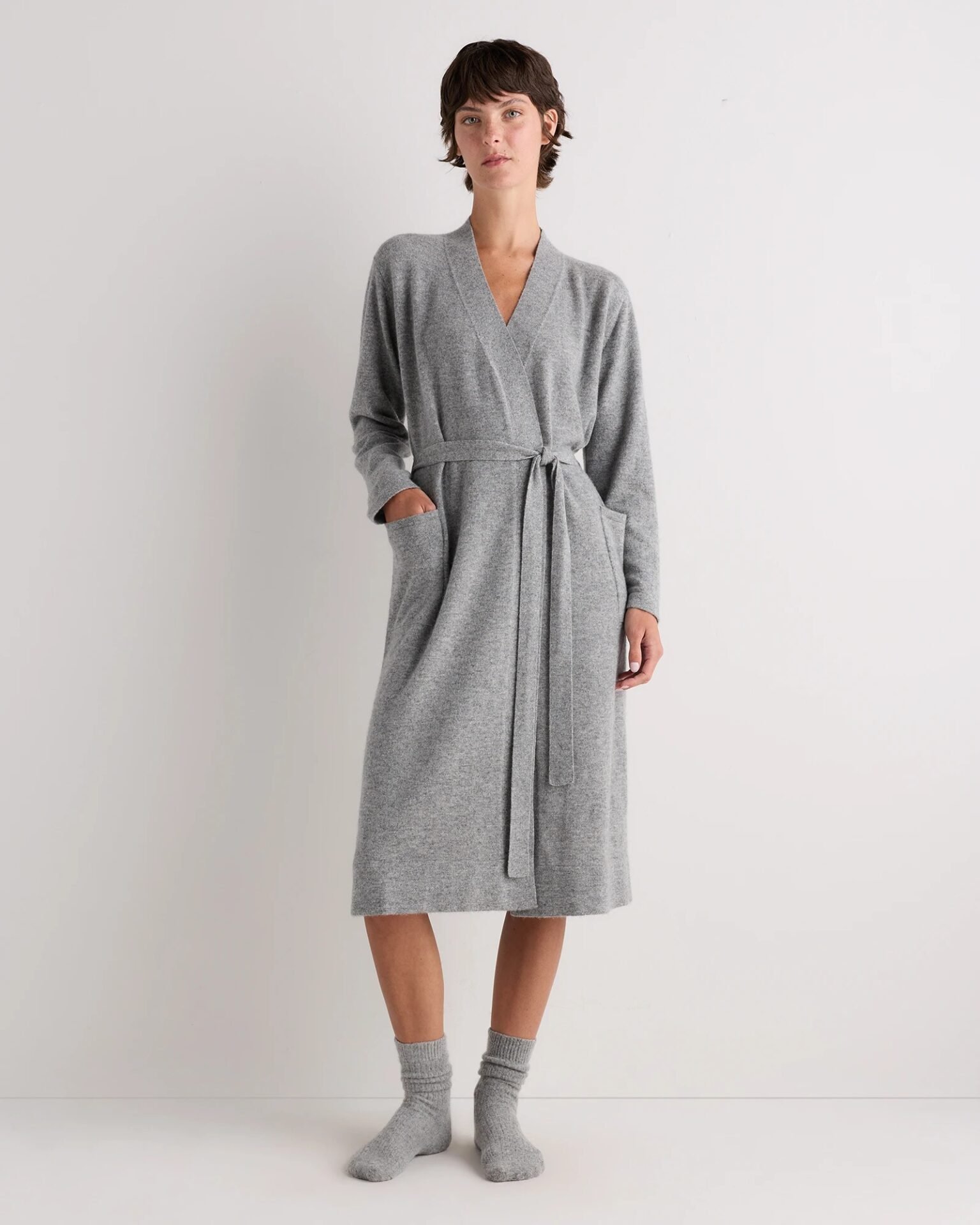 Mongolian Cashmere Robe (Heather Grey)
