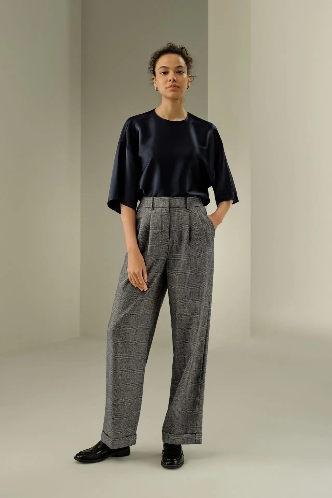 Wide Leg Wool-Flannel Suit Trousers