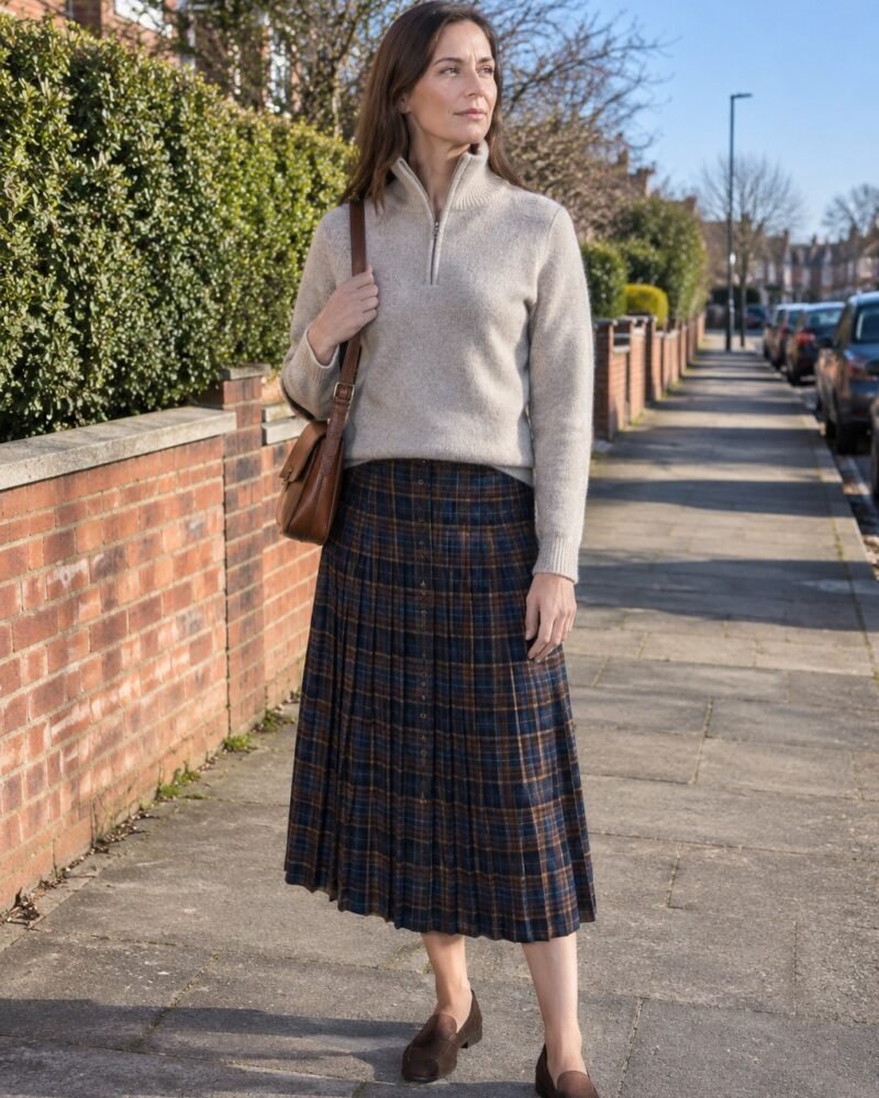 Half-Zip + Pleated Check
