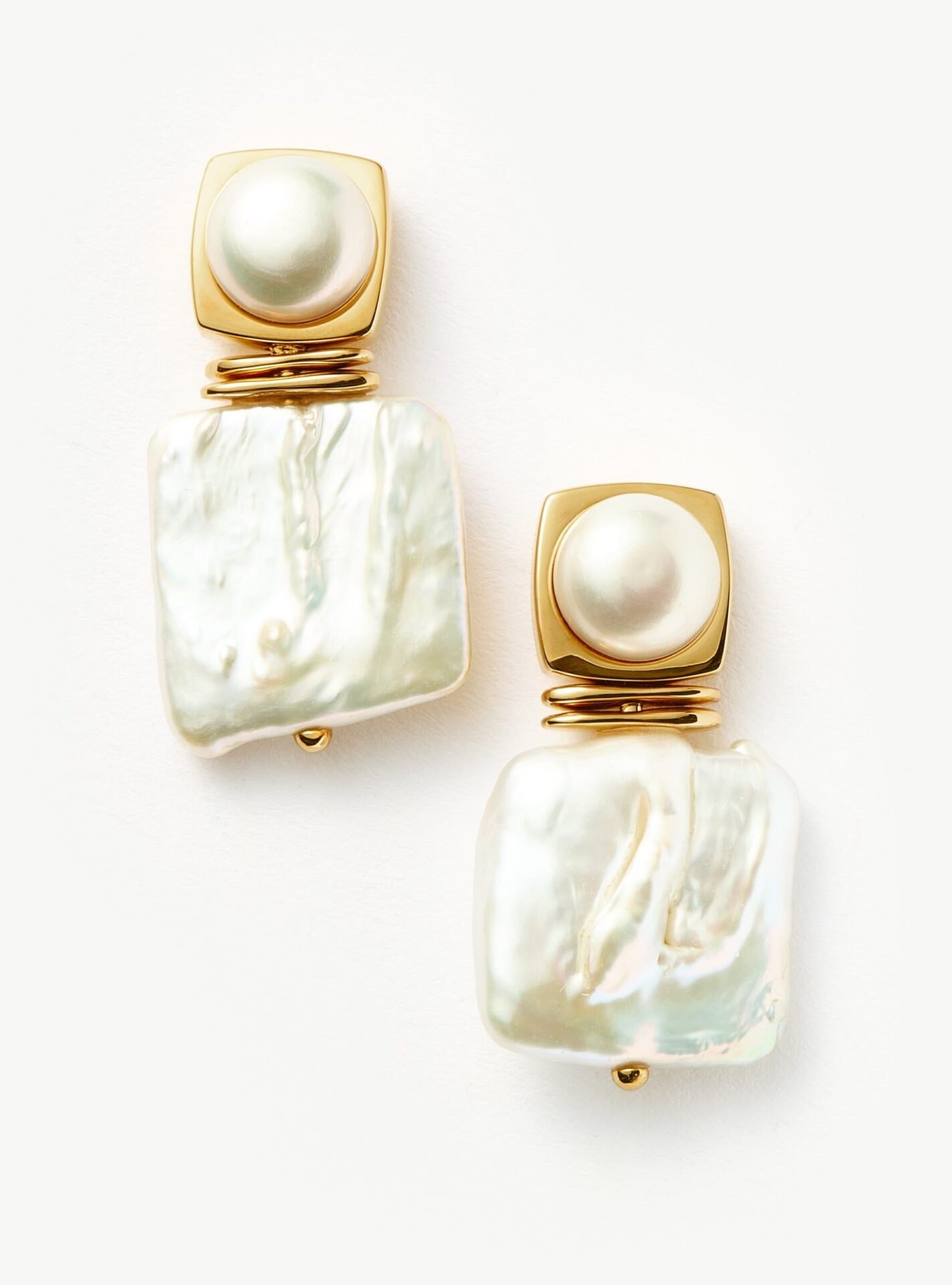 Square Statement Pearl Stud Earrings