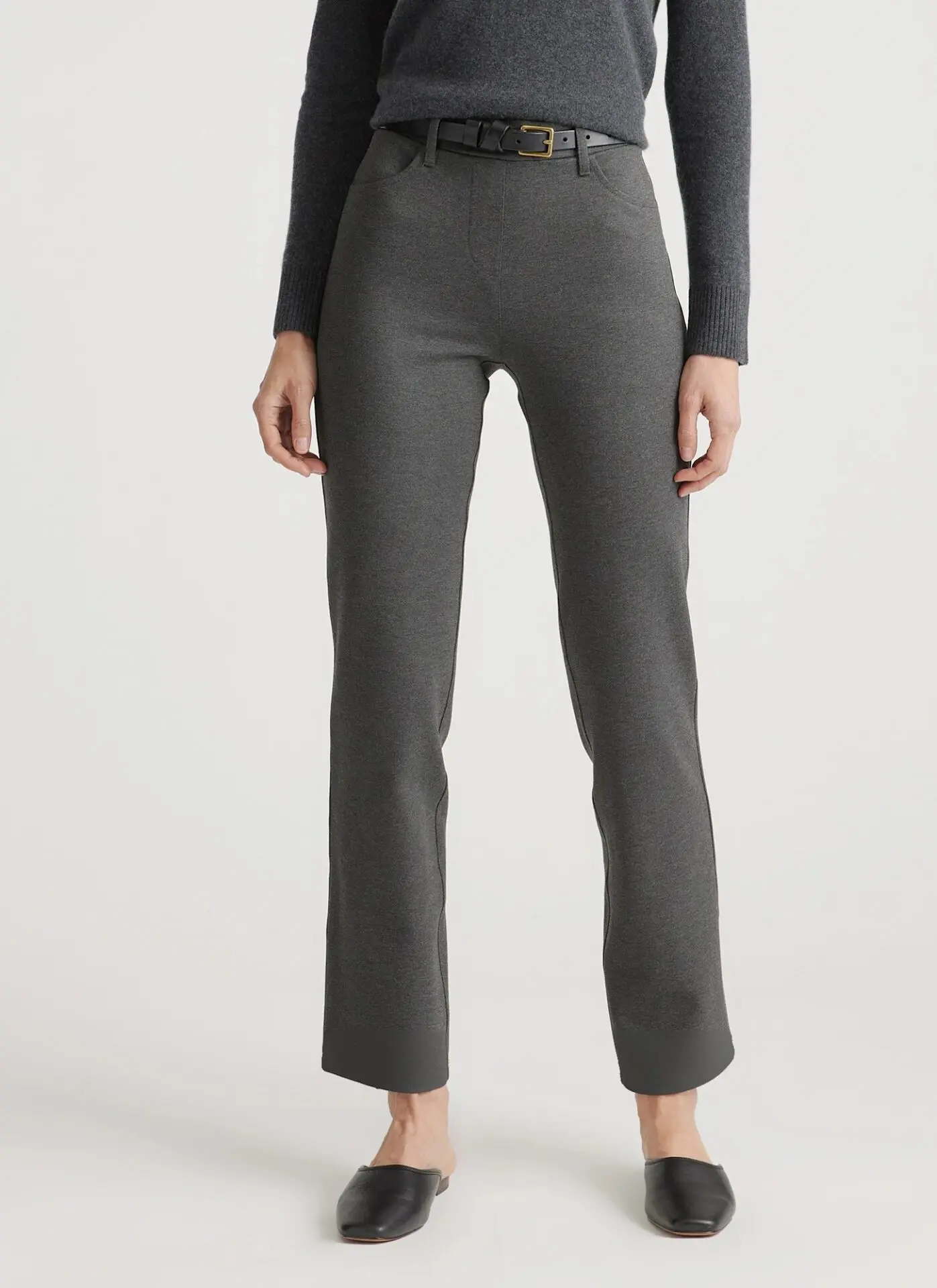 Ultra-Stretch Ponte Straight Leg 4-Pocket Pants (Charcoal)