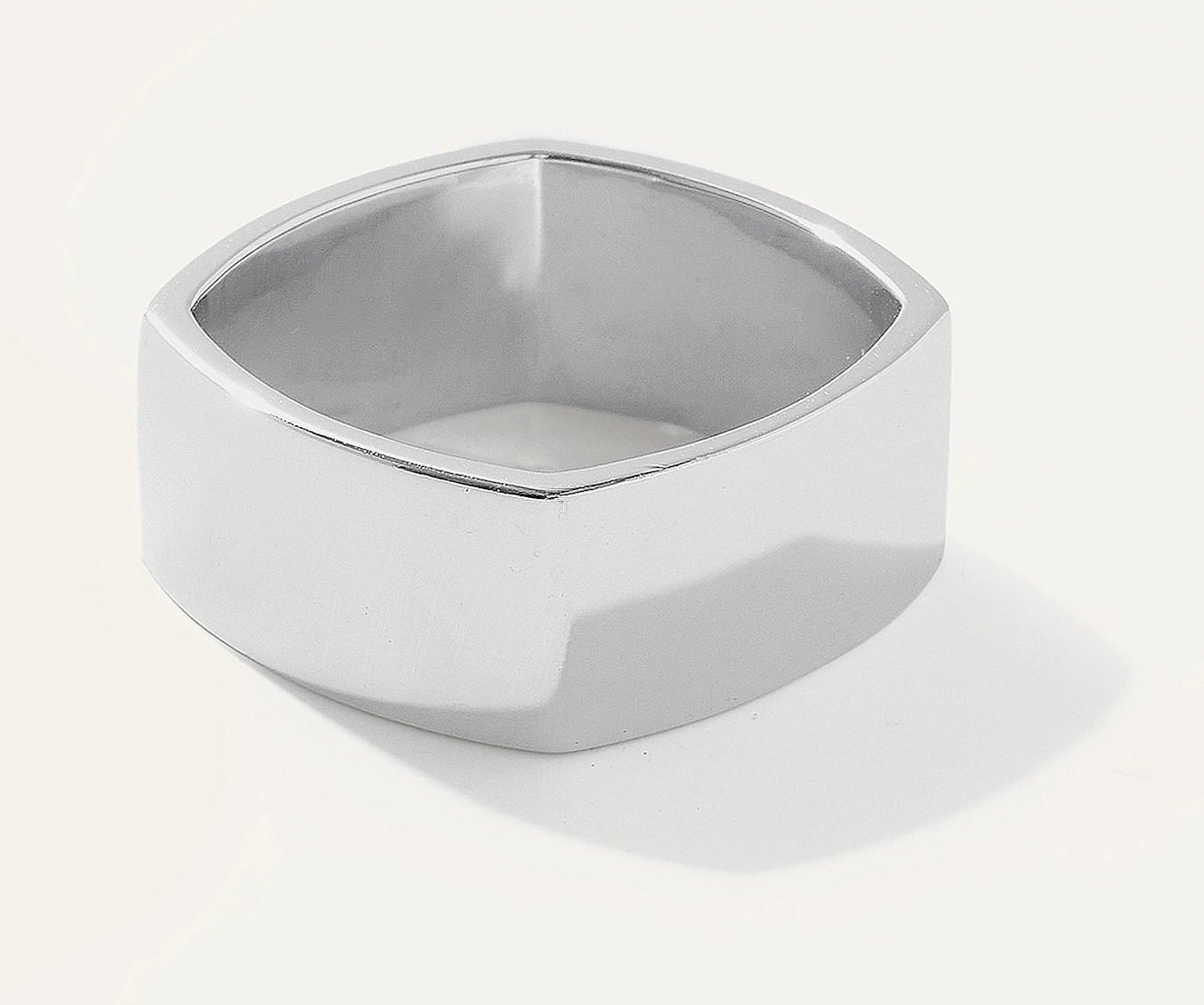 Silver Square Cigar Band Ring