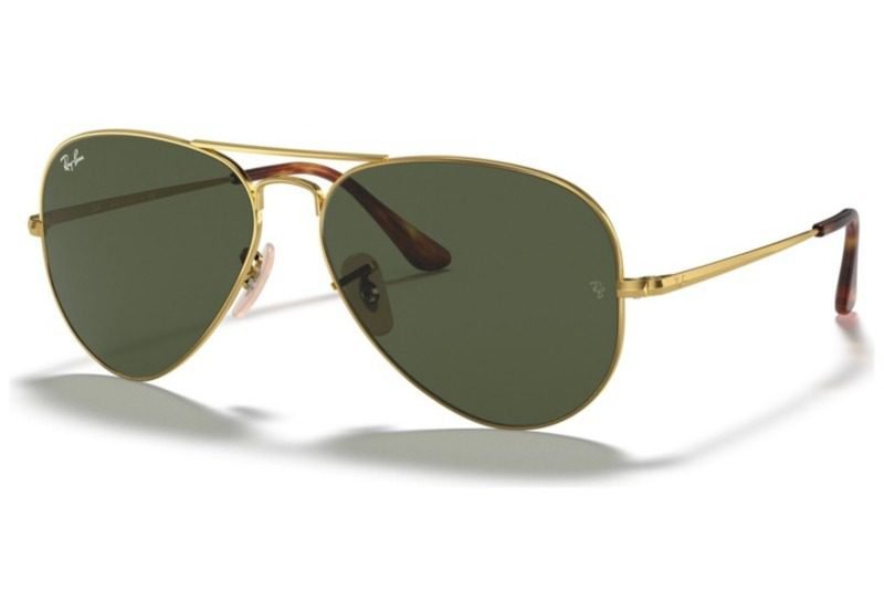Aviator Metal II Sunglasses, RB3689 (Gold/Crystal Green)