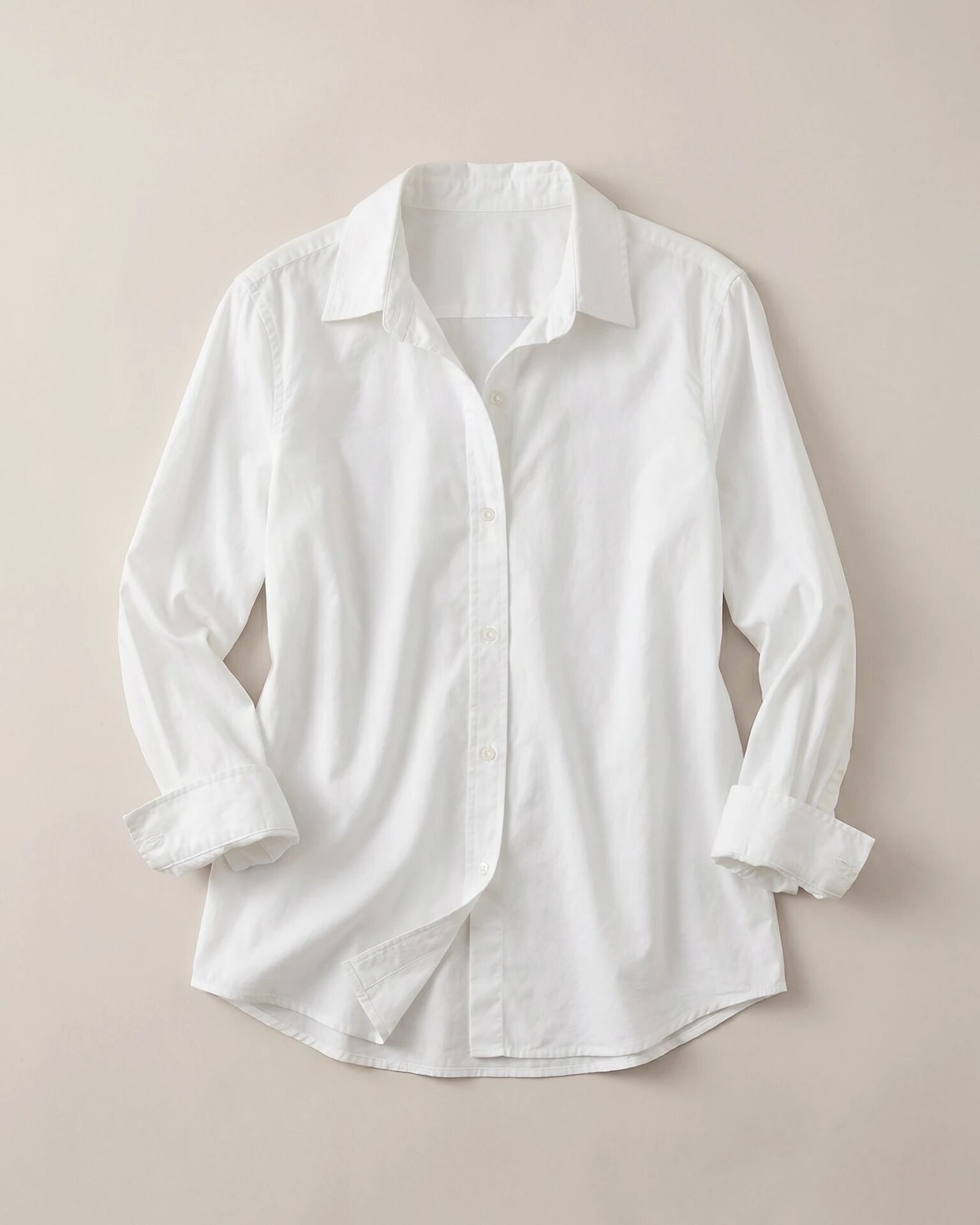 100% Organic Cotton Poplin Long Sleeve Shirt (Classic White)