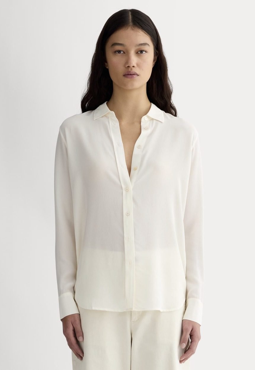 The Must-Have Shirt in Washable Silk (Off-White)