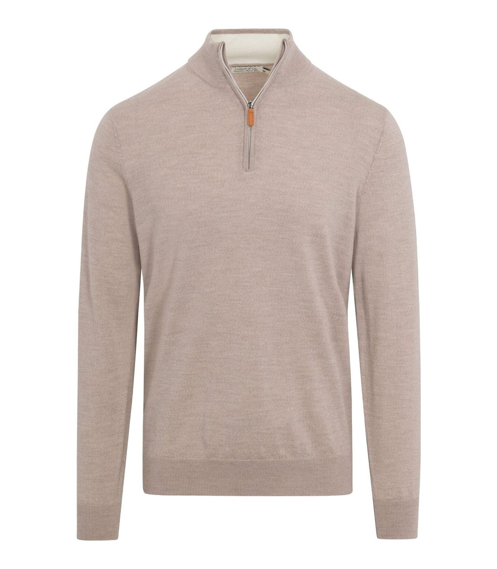 Cashmere Touch Australian Merino Quarter Zip Sweater (Oatmeal)