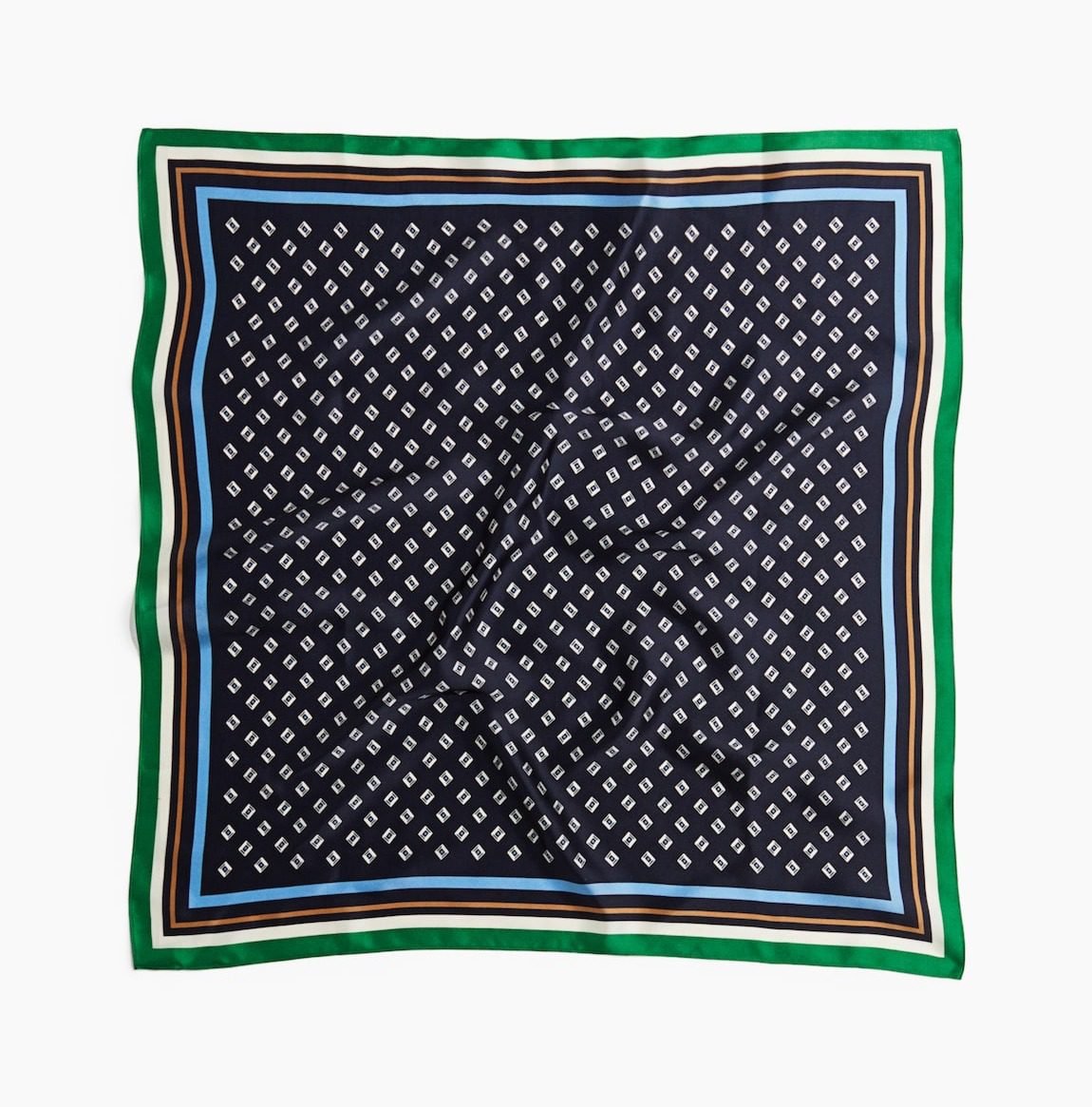 Printed Silk Scarf (Navy blue/green)