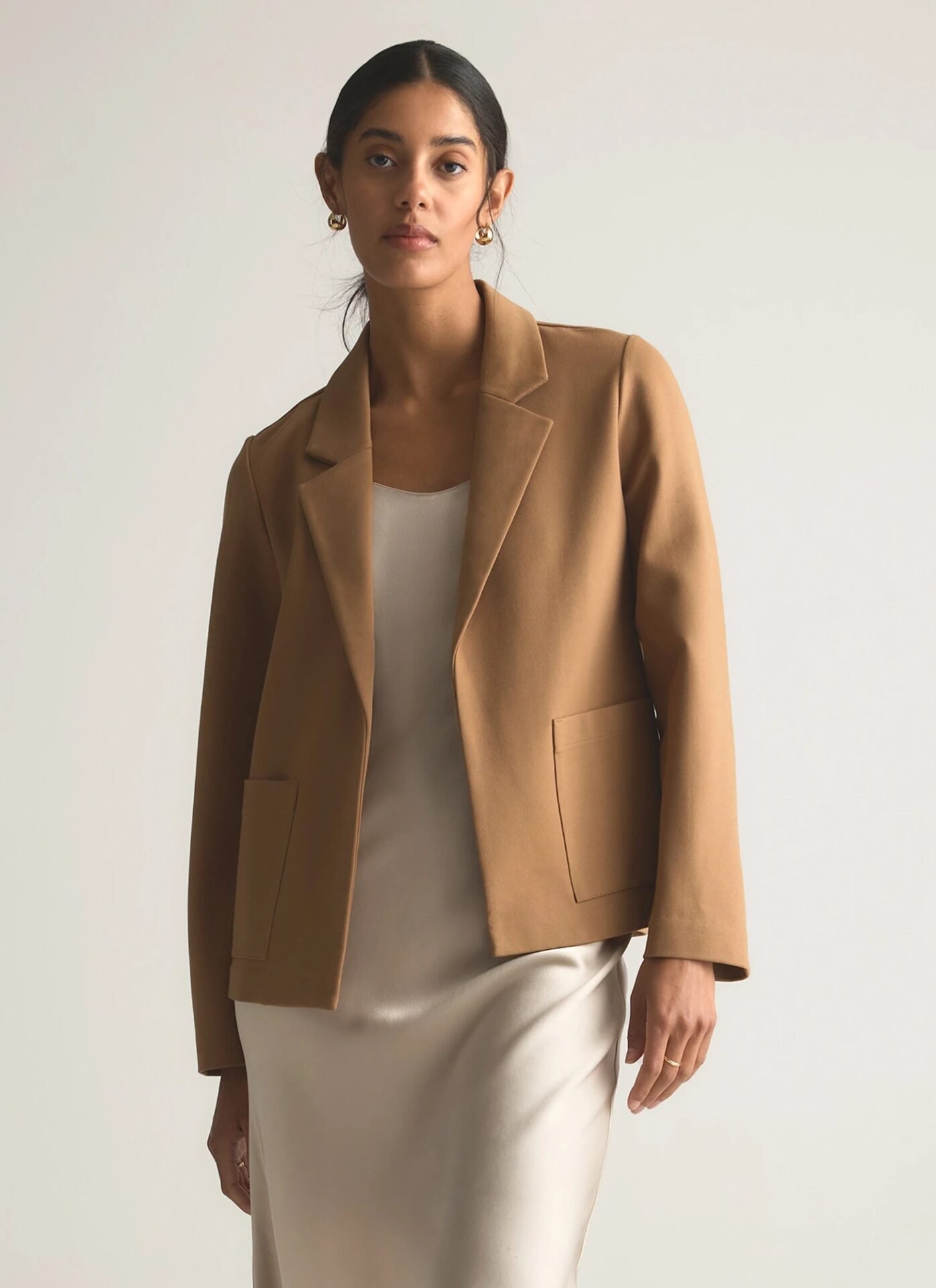 Ultra-Stretch Ponte Open Blazer (Roasted Pecan)