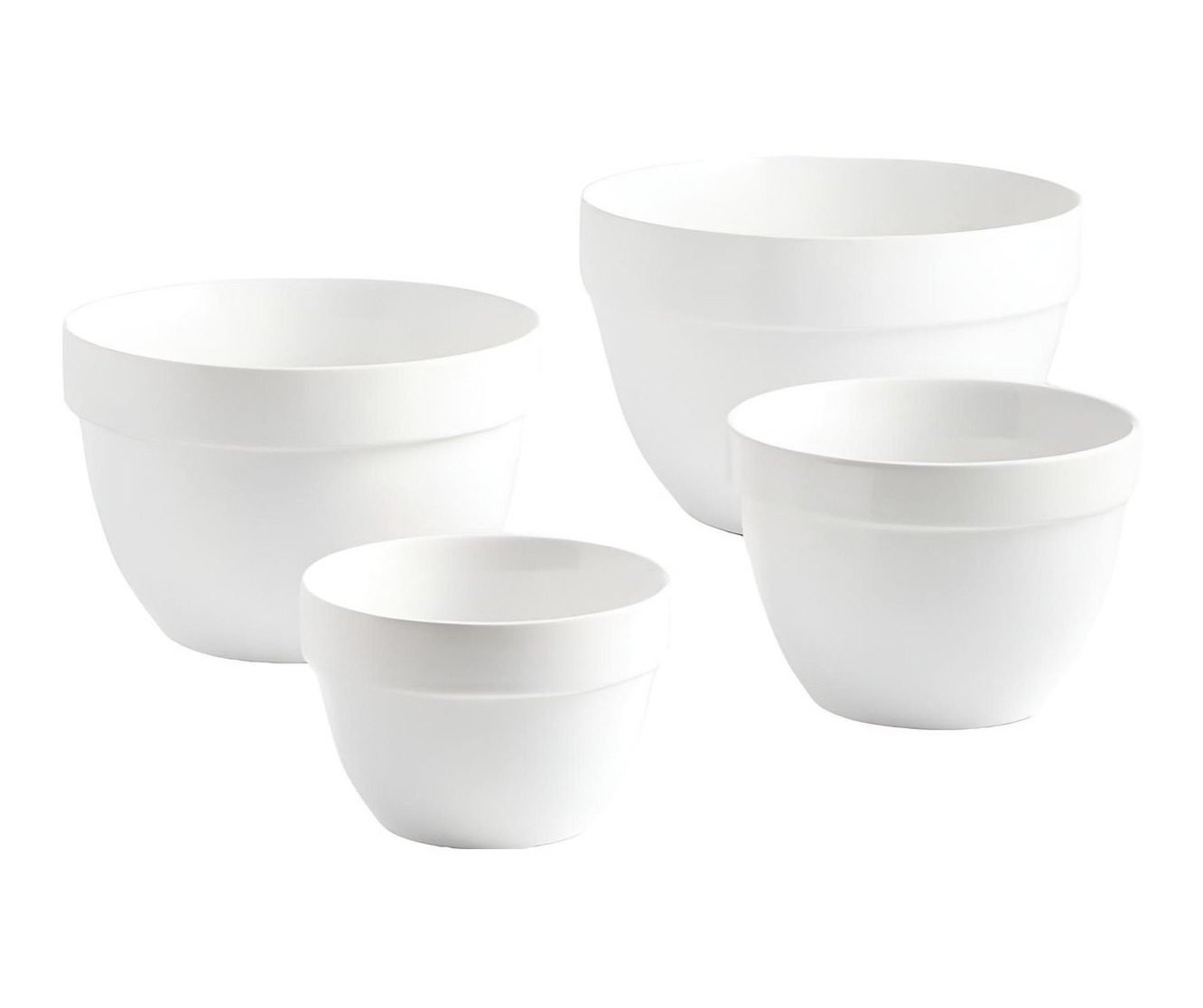 Aspen White Rimmed Ceramic Mixing and Serving Bowls, Set of 4