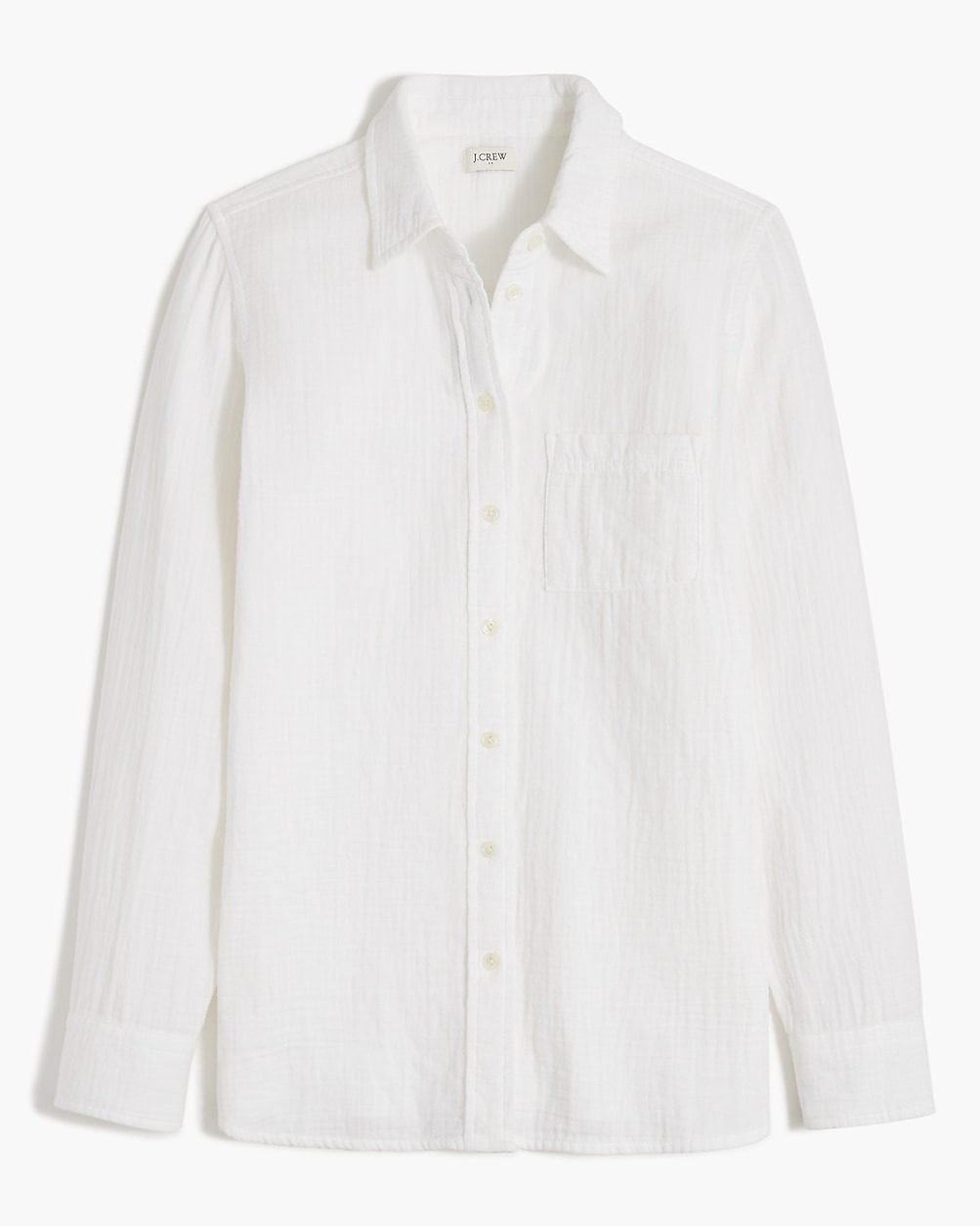 100% Cotton Double-Gauze Button-Up Shirt (White)