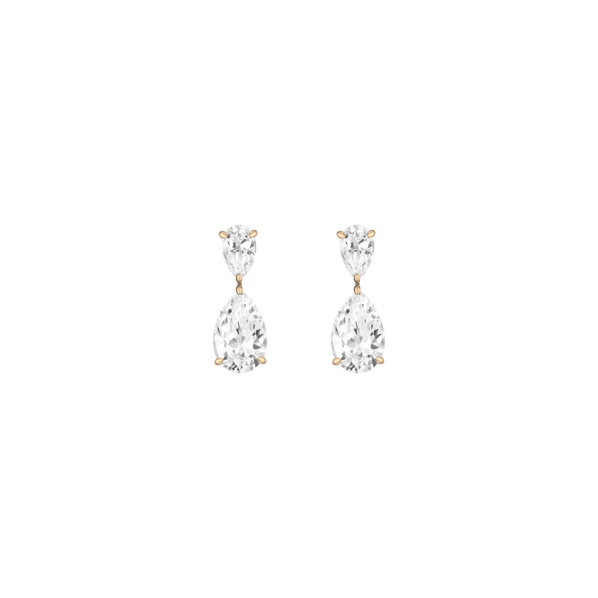 Lab Grown White Sapphire Pear Drop Earrings