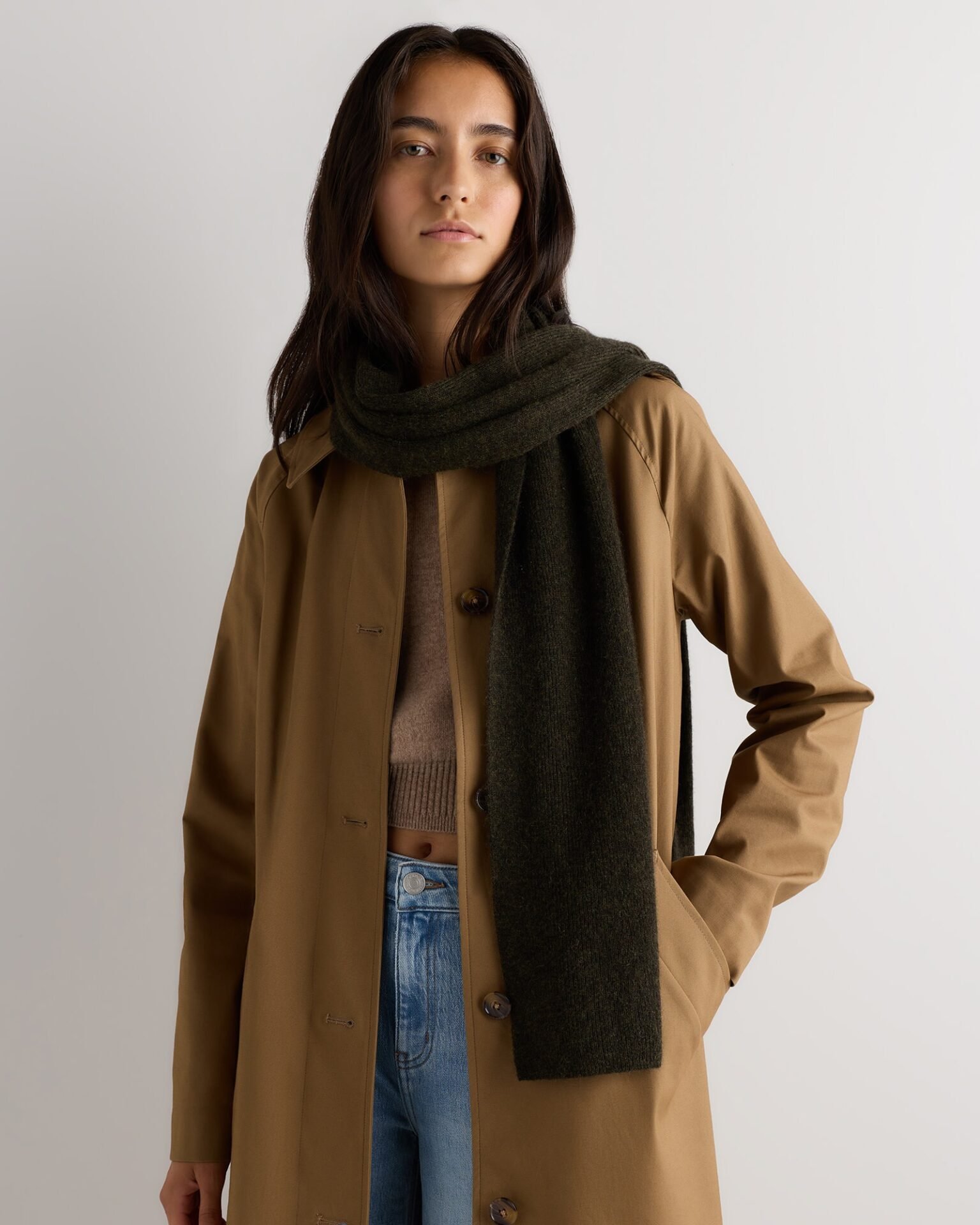 Mongolian Cashmere Scarf (Olive Twist)