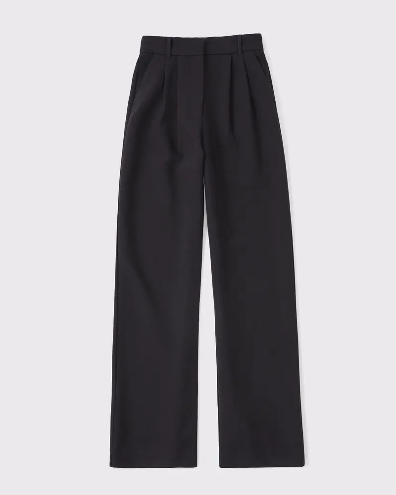 A&F Sloane Tailored Wide Leg Pant, Black