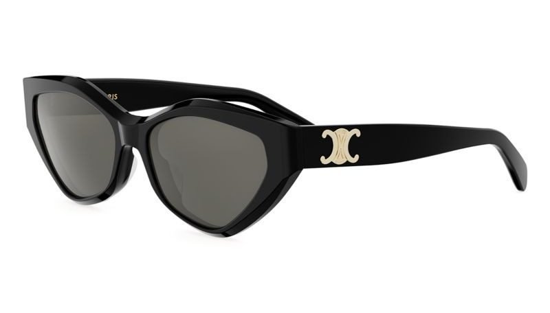 Triomphe Cat Eye Sunglasses, 56mm (Black/Solid Smoke)