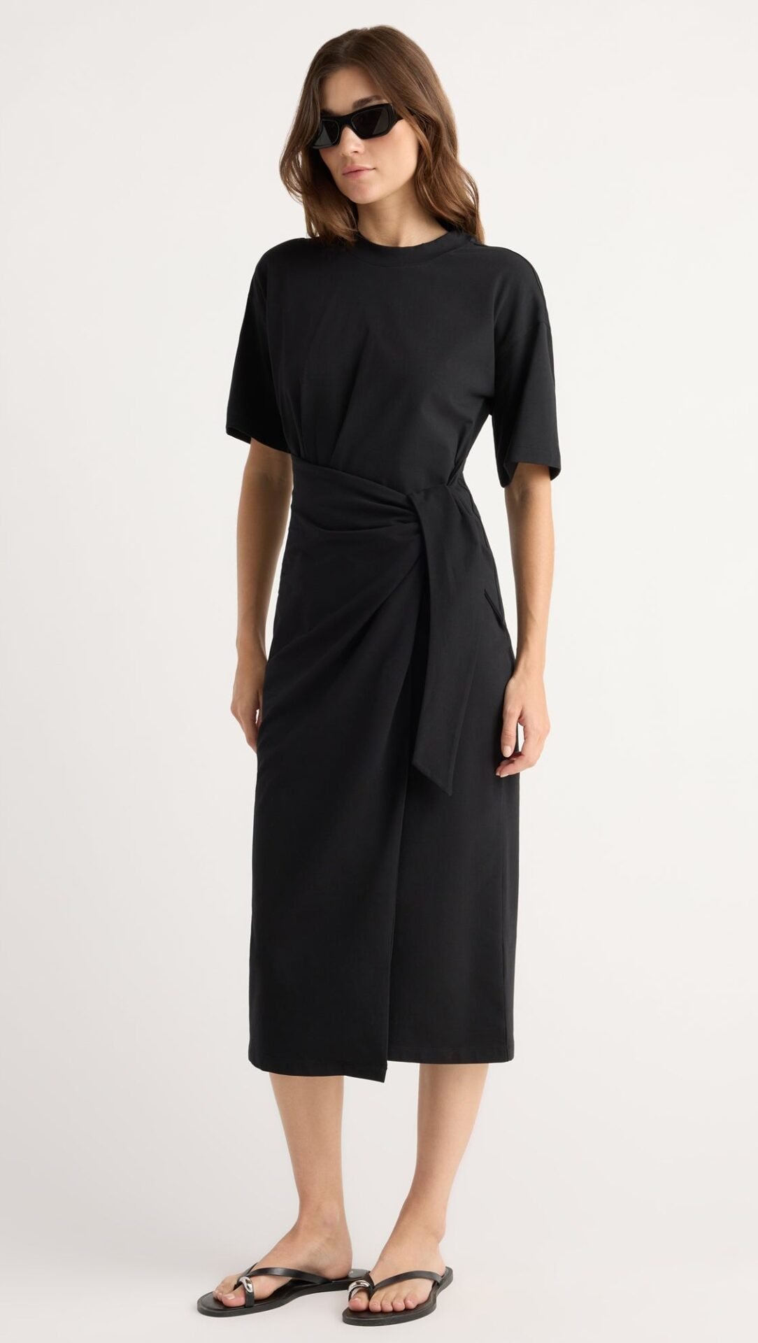Noa Organic Cotton T-Shirt Wrap Dress (Black)