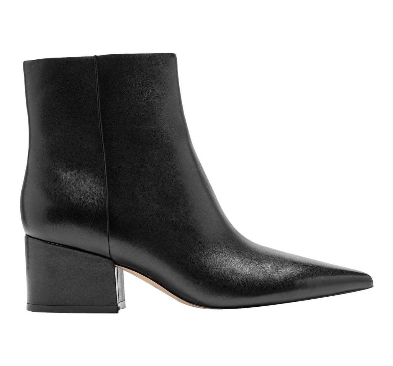 Alfie Block Heel Ankle Bootie (Black Leather)