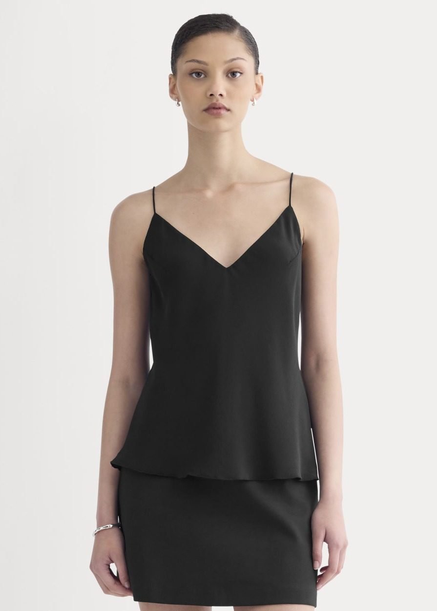 The Tie Back Cami in Washable Silk (Black)