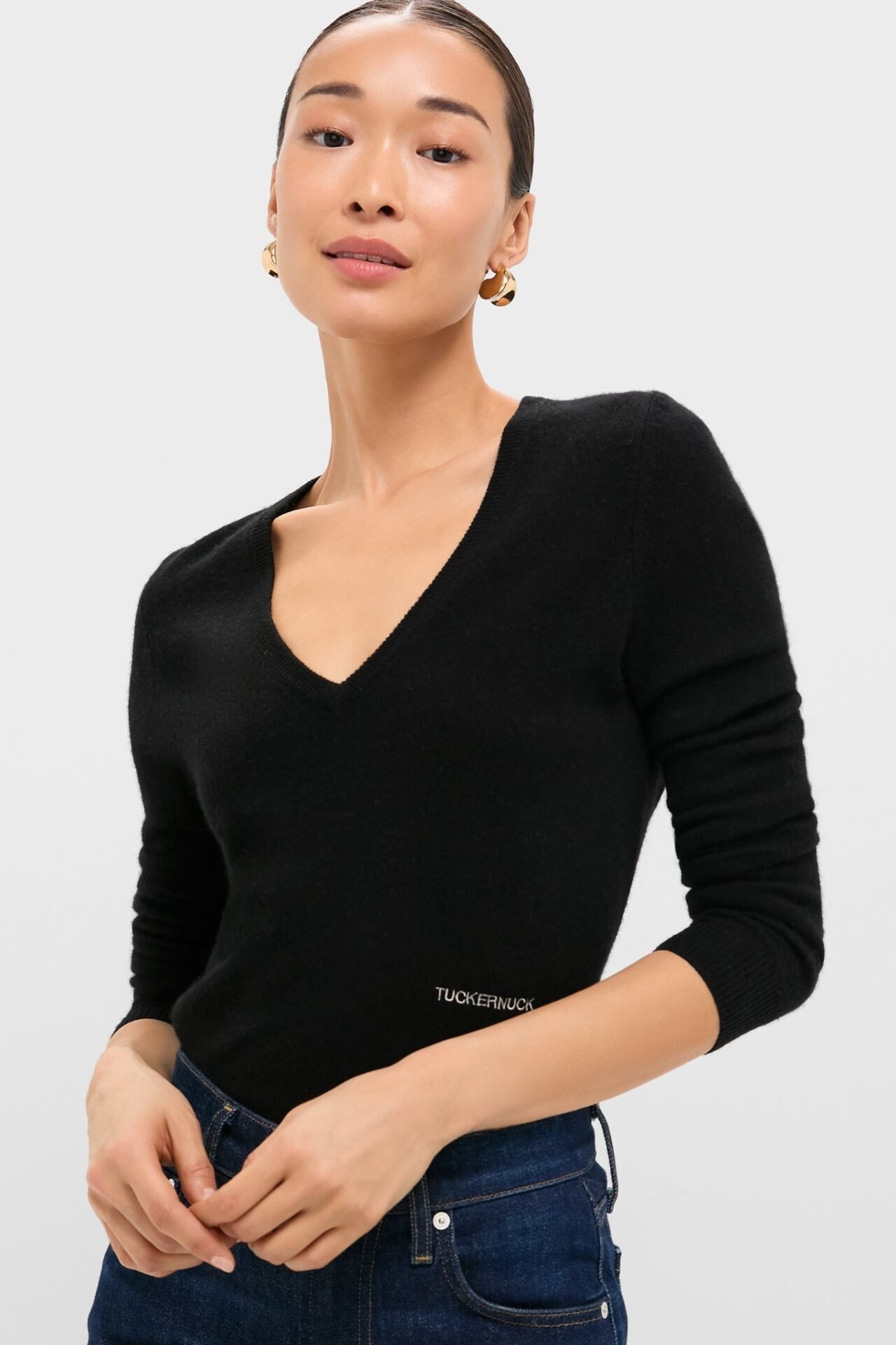 Black Cashmere Katherine V-Neck Sweater