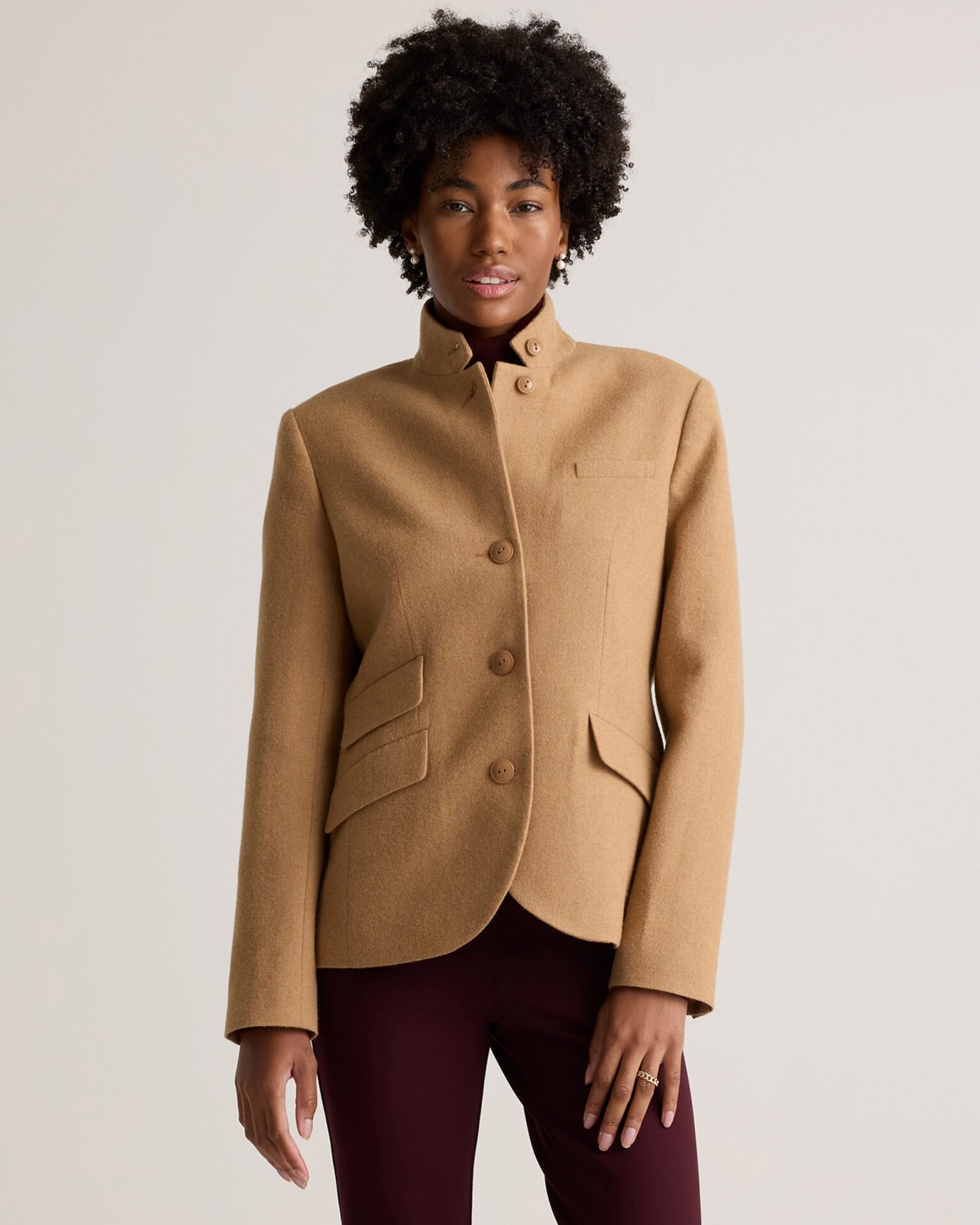 Italian Wool Stand Collar Blazer