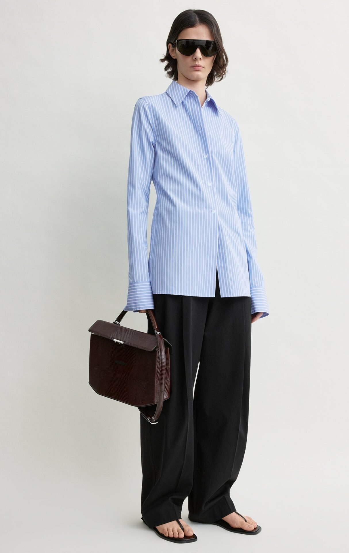 Striped poplin shirt (blue/white)