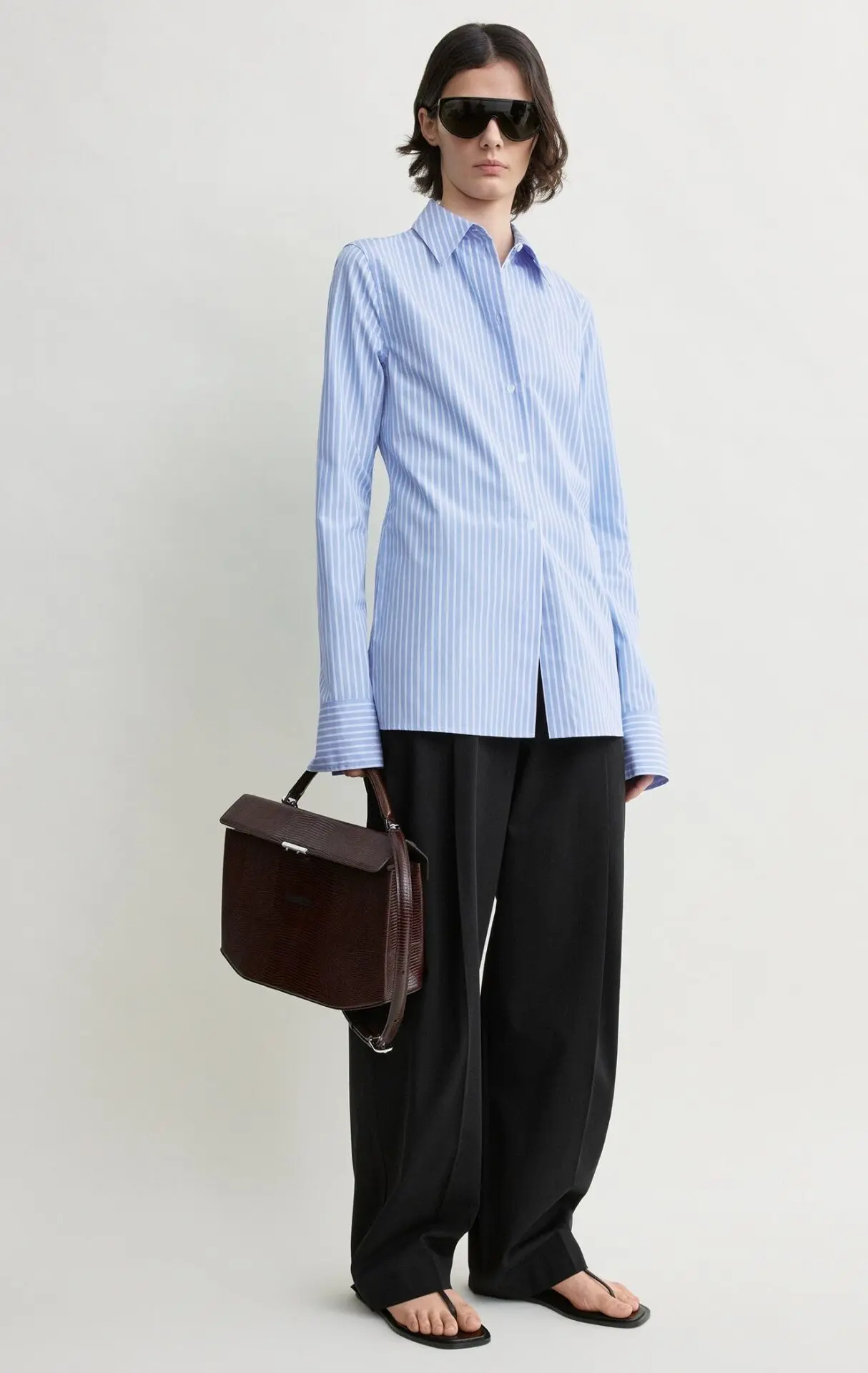 Striped poplin shirt (blue/white)