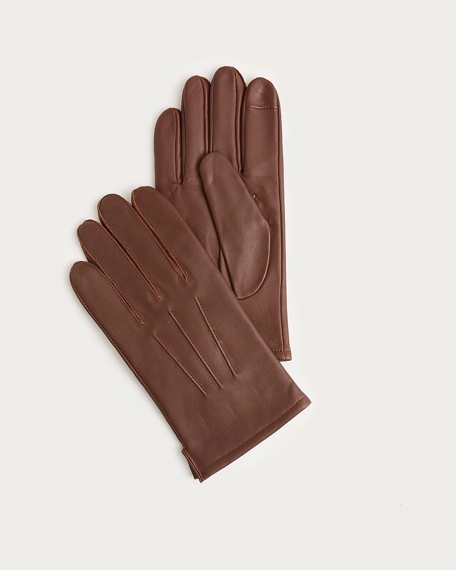 Cashmere-Lined Leather Gloves (Burnished Sienna)