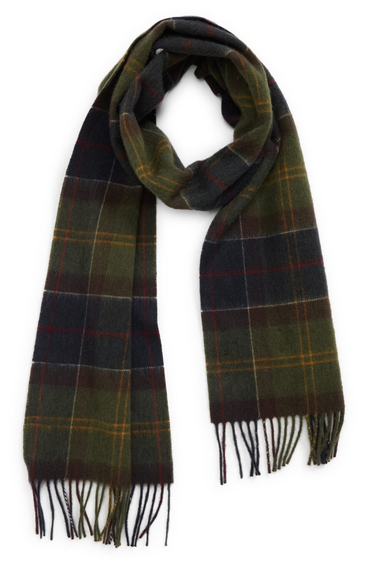 Barbour Tartan Lambswool & Cashmere Scarf (Men) (Lt Evergreen Tartan)