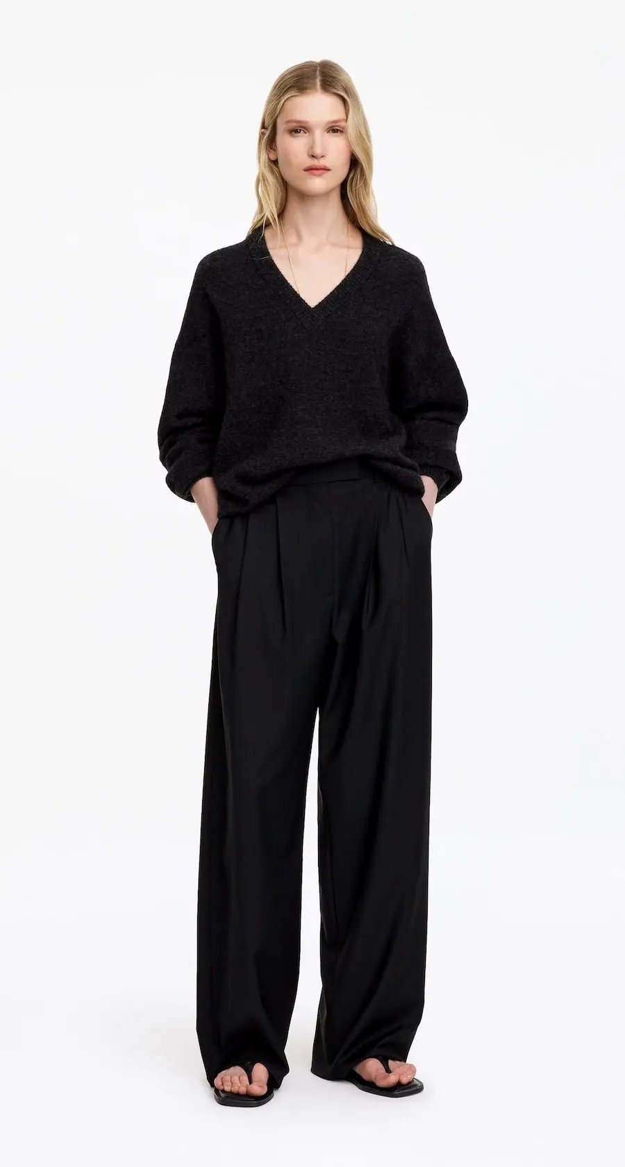 Wide Tailored Trousers (Black)