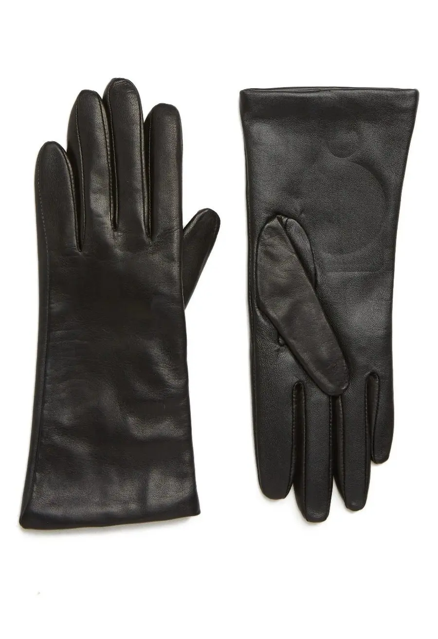 Cashmere Lined Leather Touchscreen Gloves (Black)