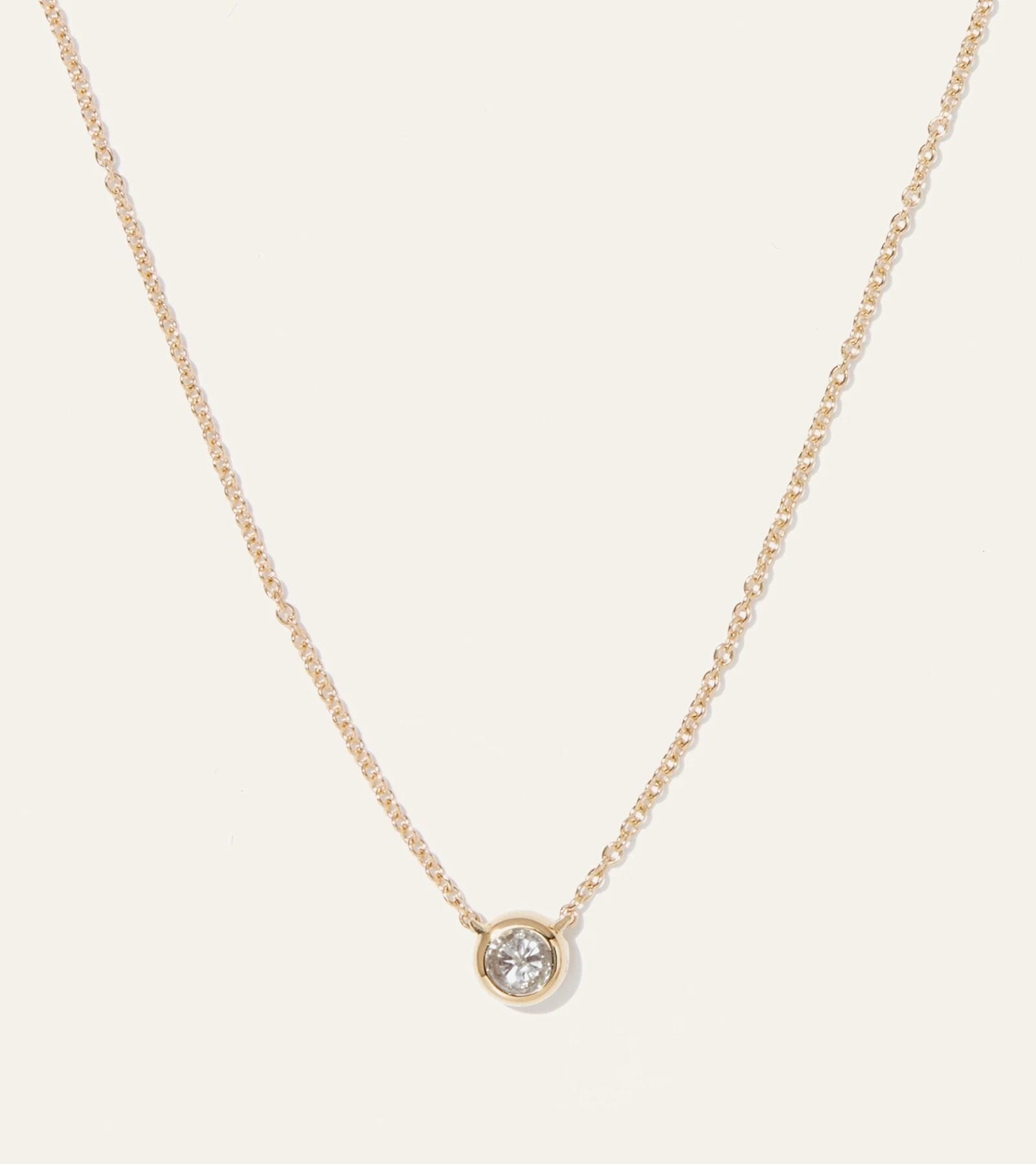 14K Gold Diamond Bezel Necklace (Lab Grown Diamond)
