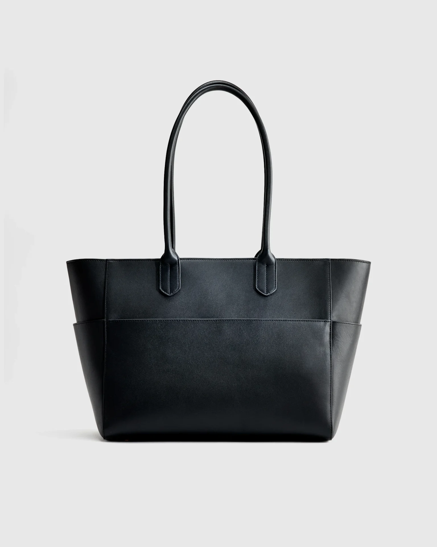Italian Leather Shopper Tote Bag (Black)