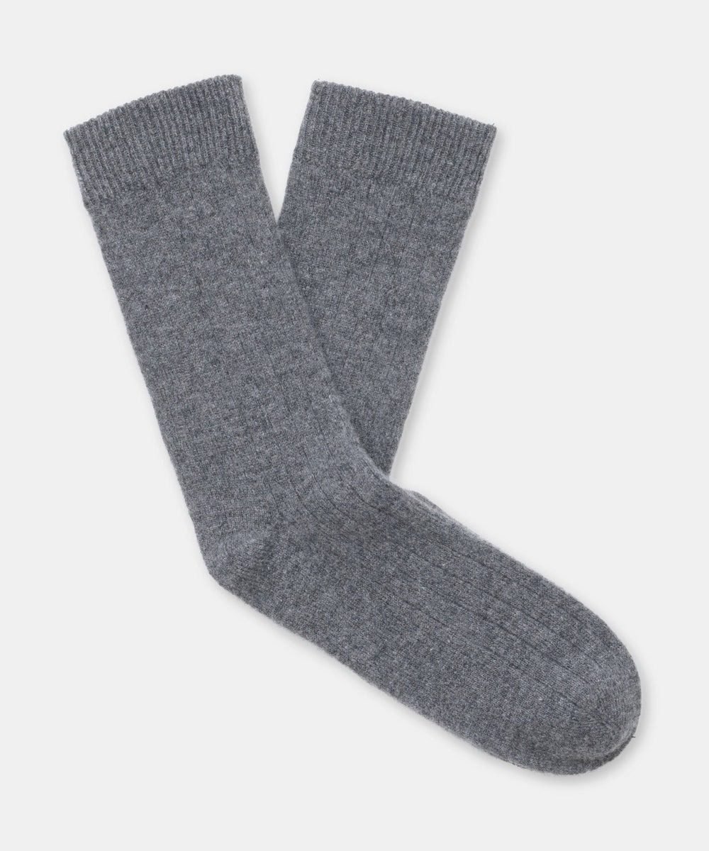 Signature Cashmere Ribbed Socks (Granite)