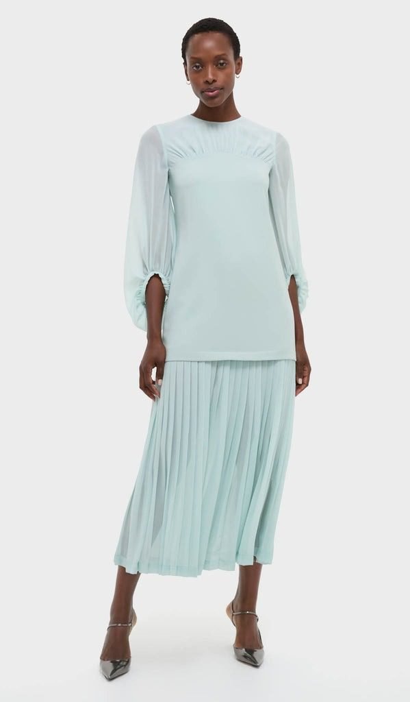 Ice Blue Chiffon Pleated Lorraine Dress