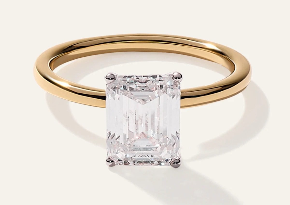 Lab Grown Diamond Emerald Comfort Fit Engagement Ring