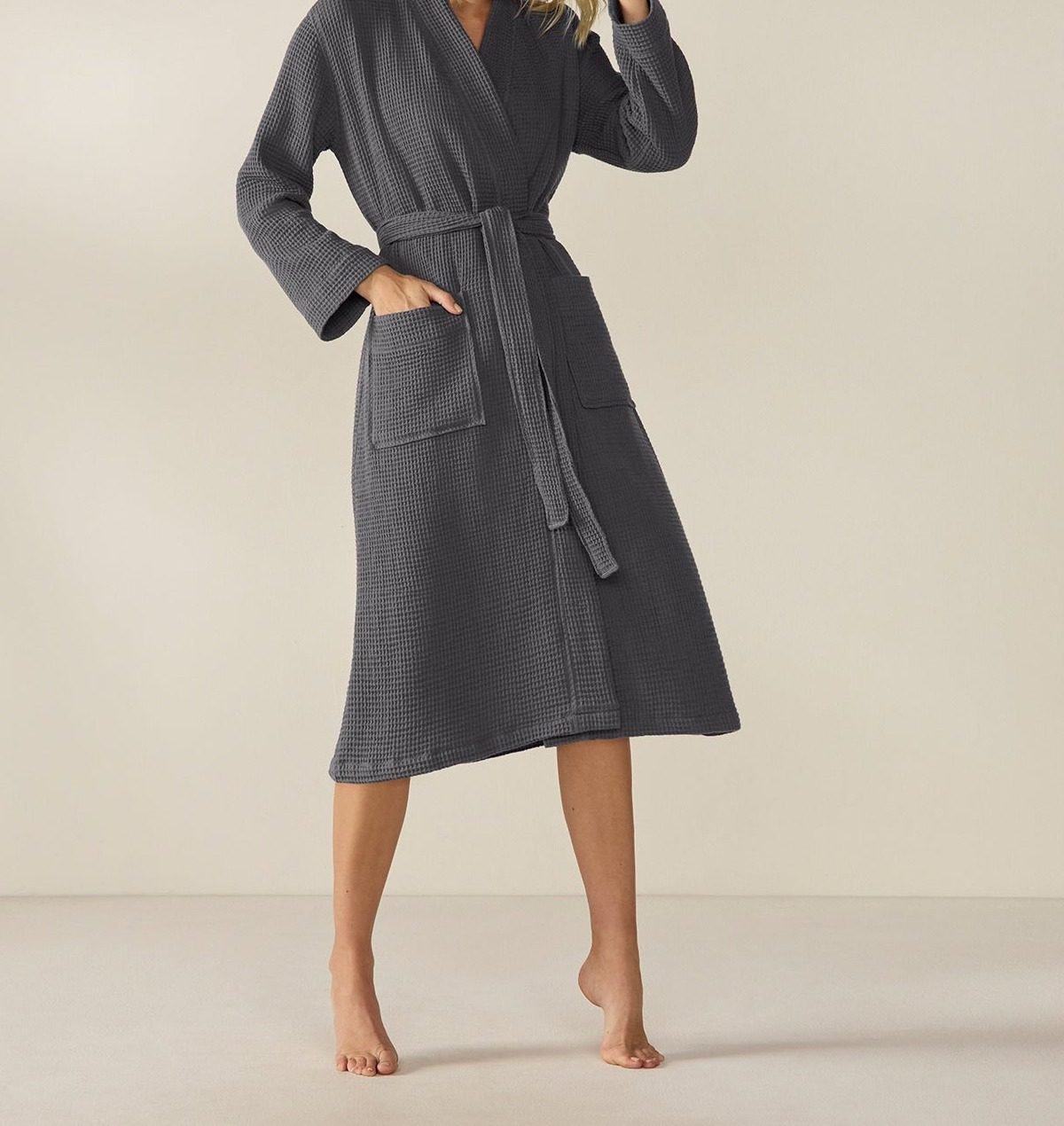 Unisex Organic Waffle Robe (Shadow)