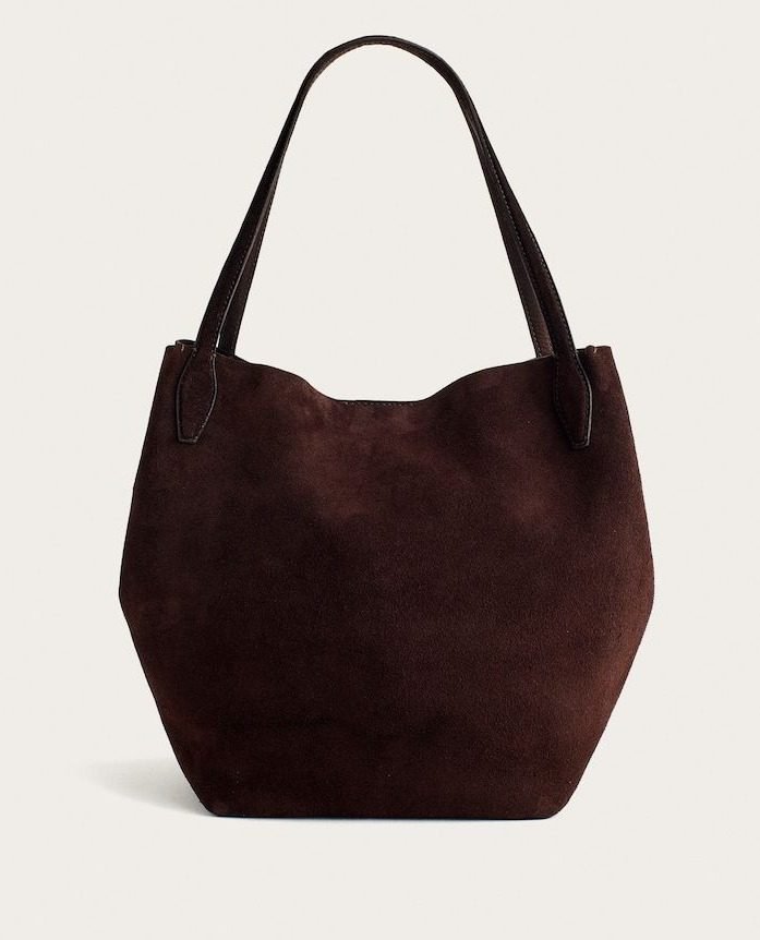 The Shopper Tote (Suede Soft Grain, Dark Carob)