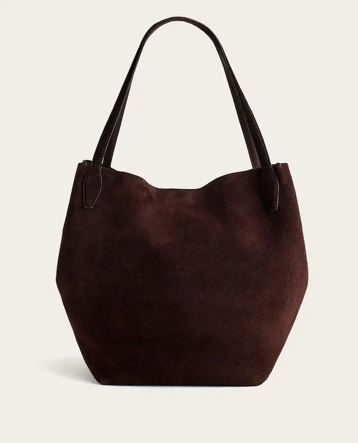 The Shopper Tote (Suede Soft Grain, Dark Carob)