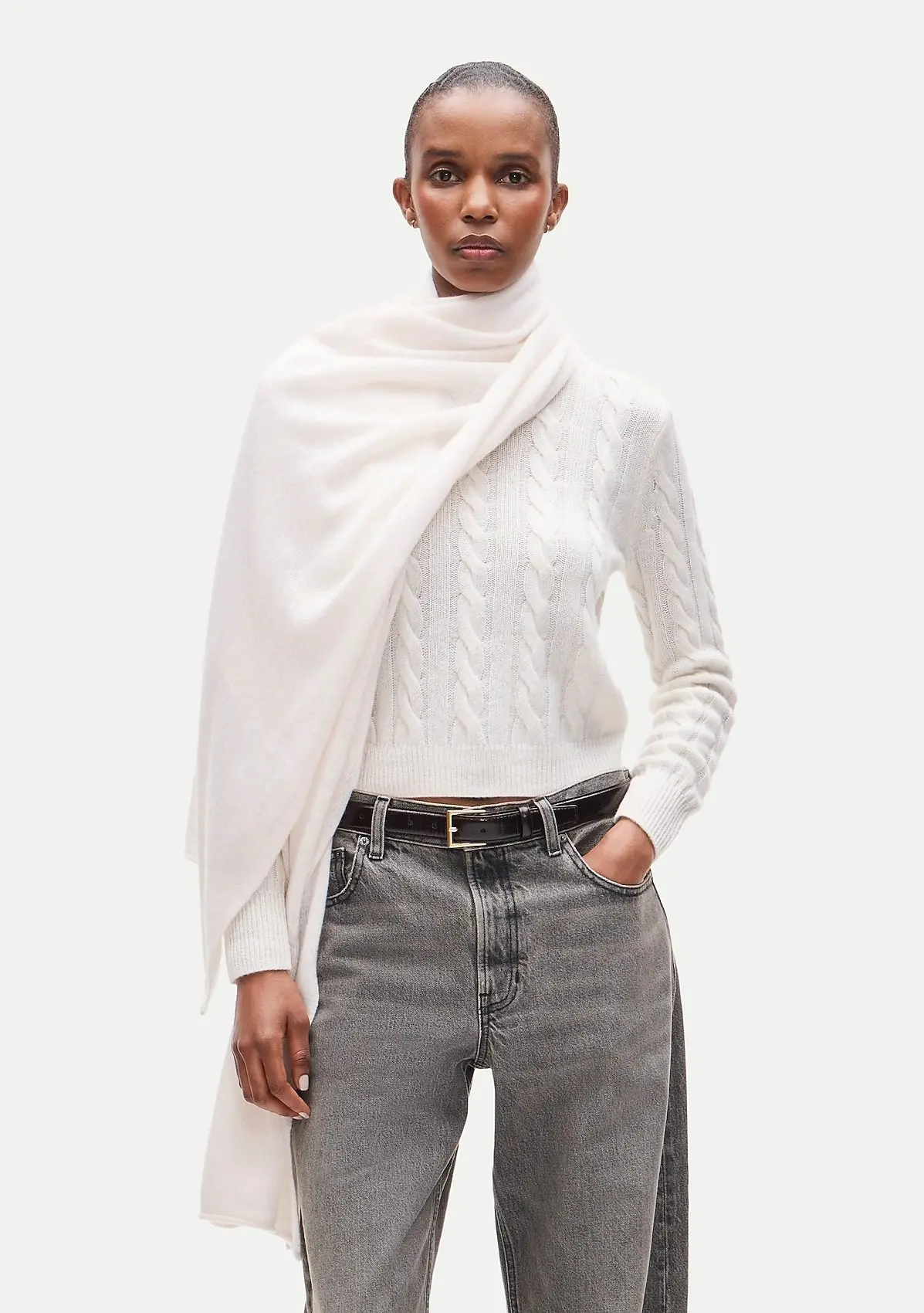 Oversized Cashmere Wrap (Ivory)