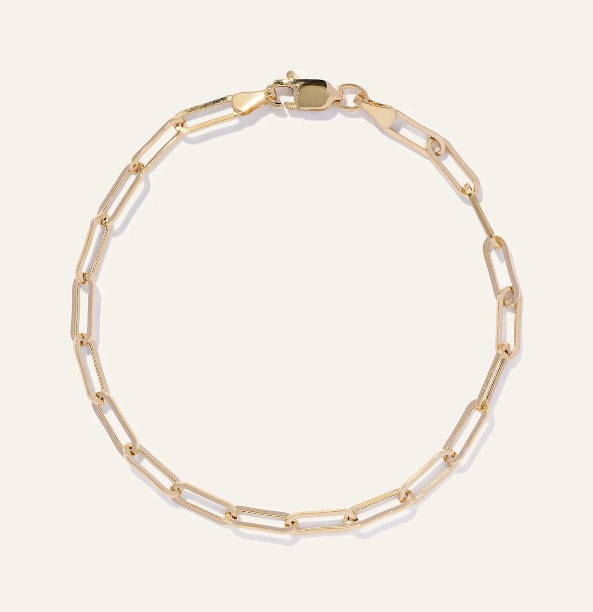 14K Gold Paperclip Chain Bracelet