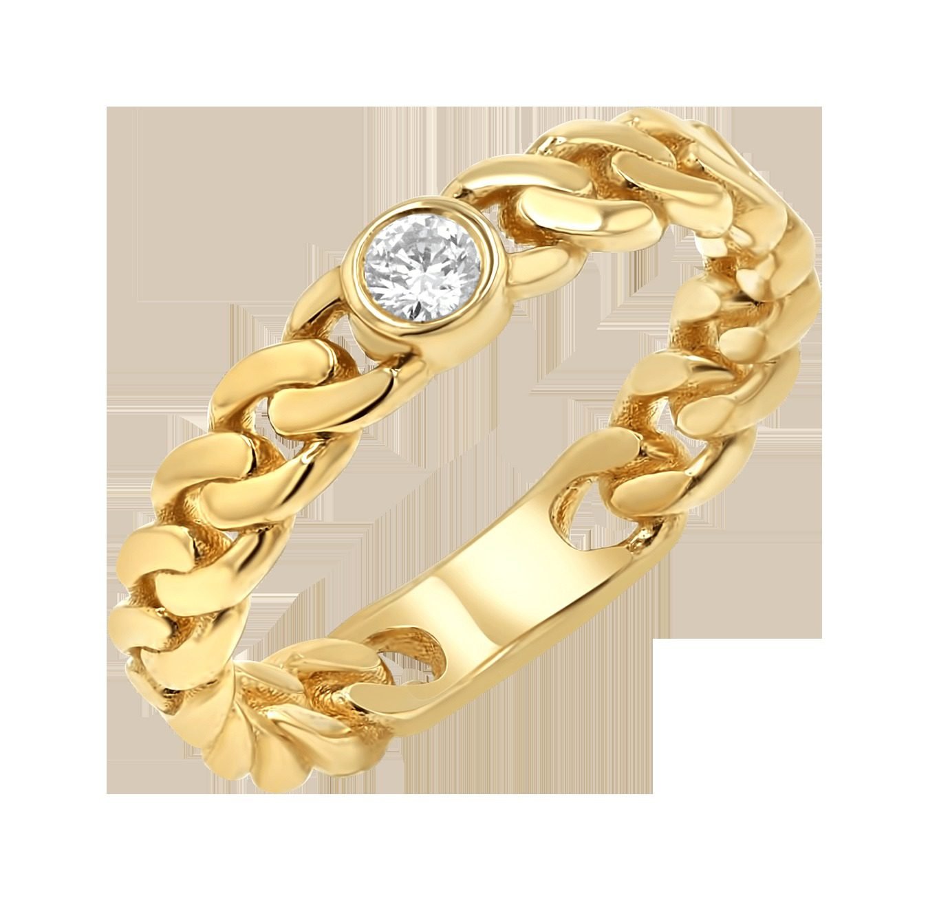Diamond Solitaire Cuban Link Ring