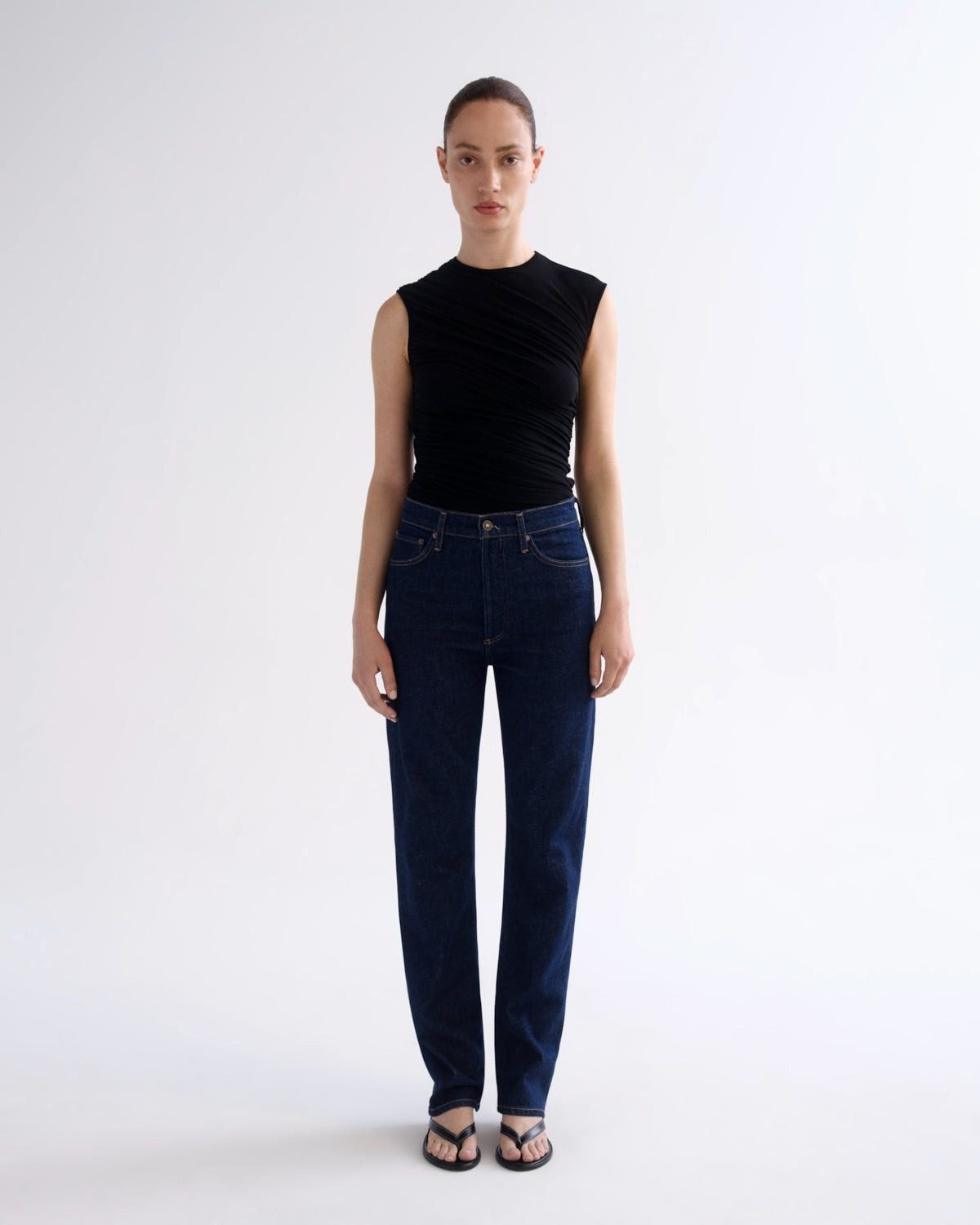 90's Pinch Waist High Rise Straight Long (Comfort Stretch) in Reissue