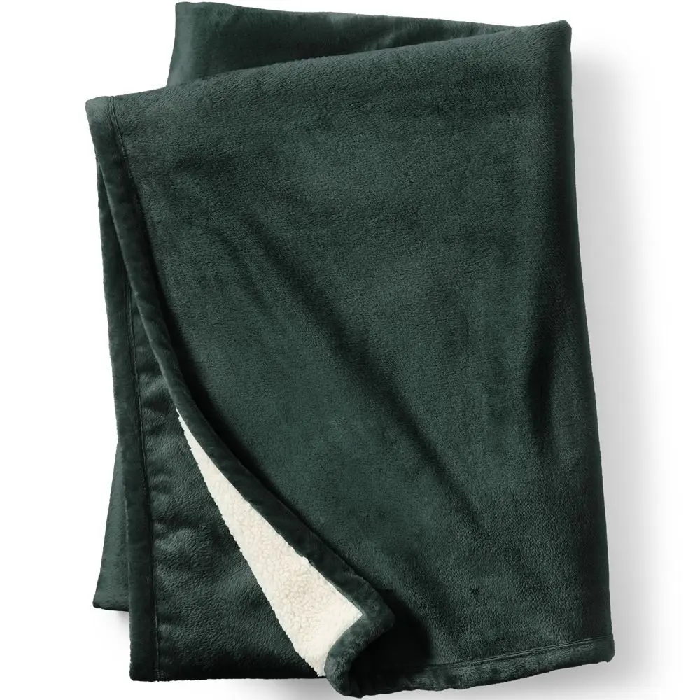 Sherpa Fleece Throw Blanket (Green Gables default; also Toast, Ivory Latte, Deep Sea Navy, Rich Burgundy)