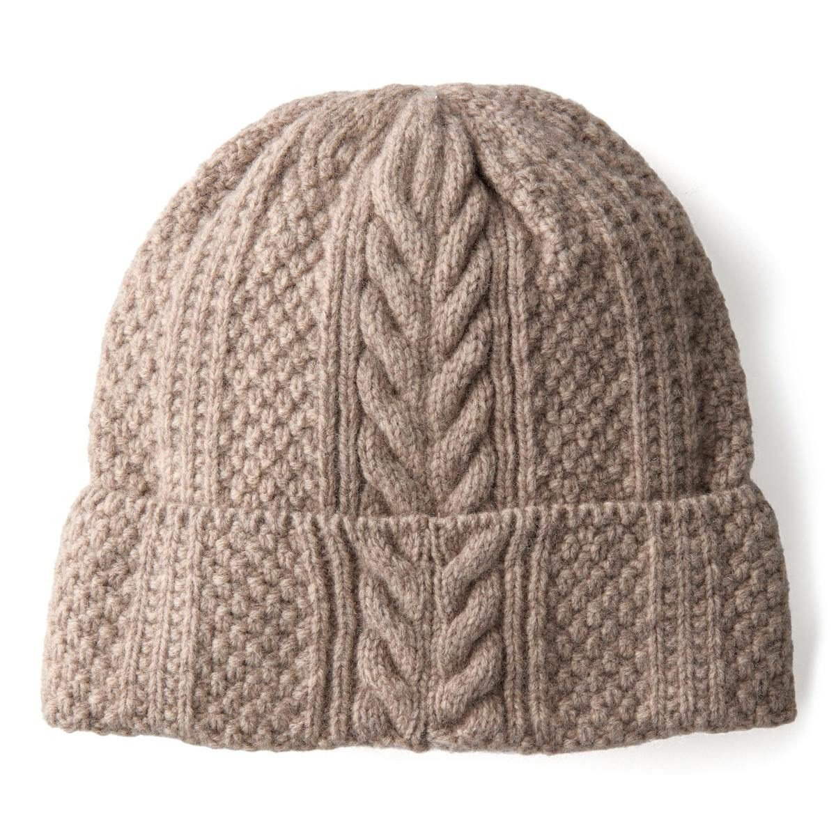 Wool Cable Knit Beanie (Beige)